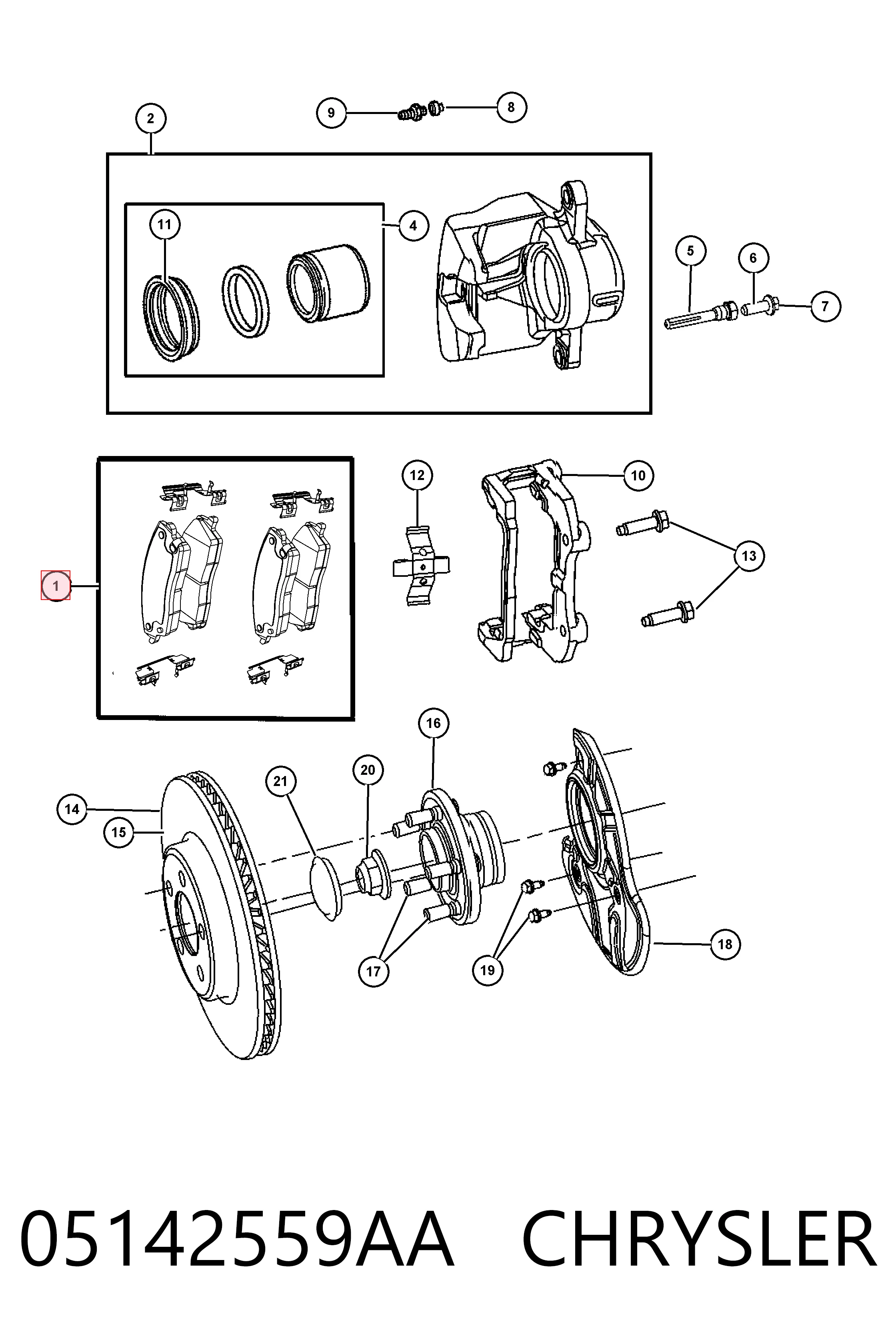05142559AA Chrysler Передні гальмівні колодки