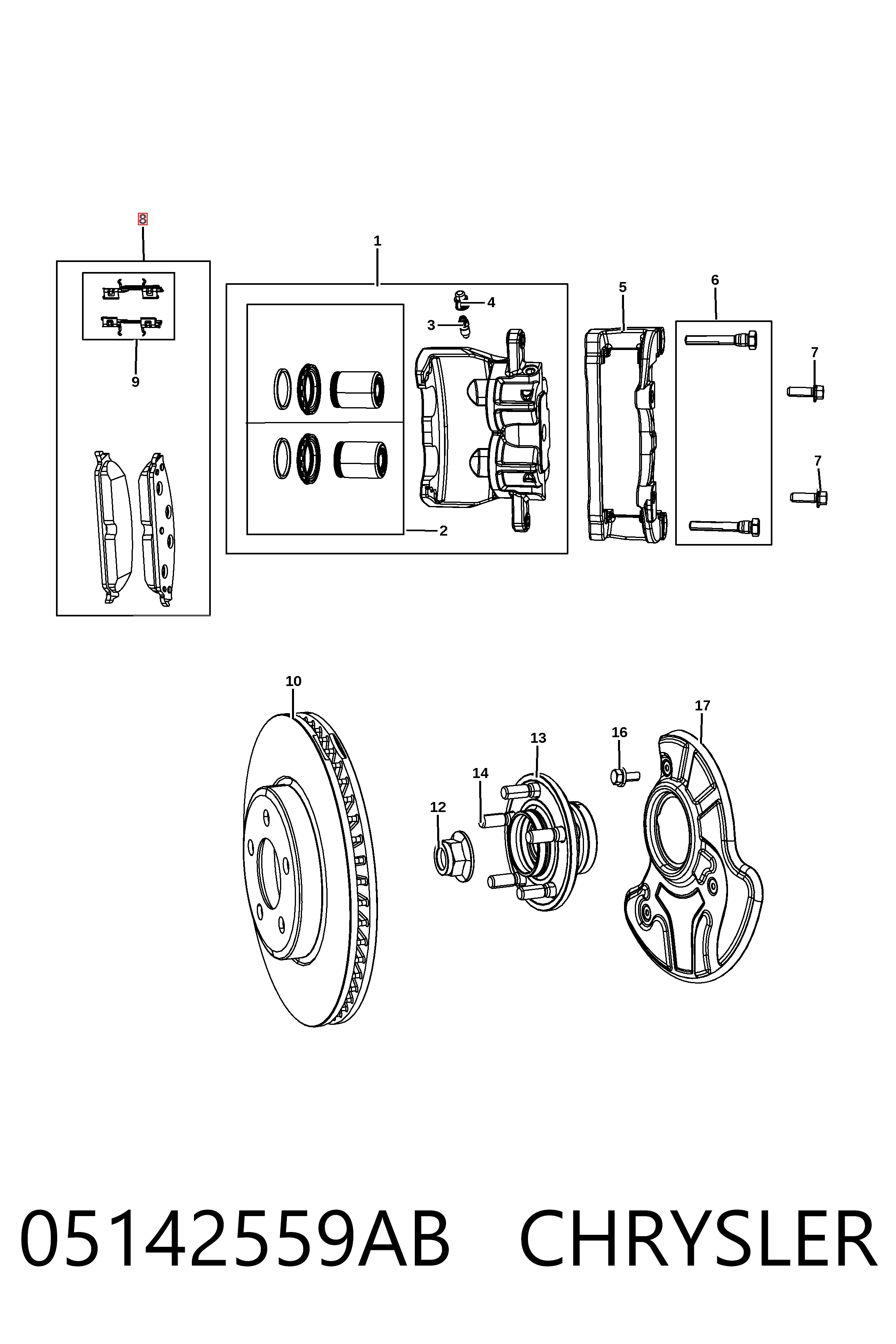 05142559AB Chrysler Передні гальмівні колодки