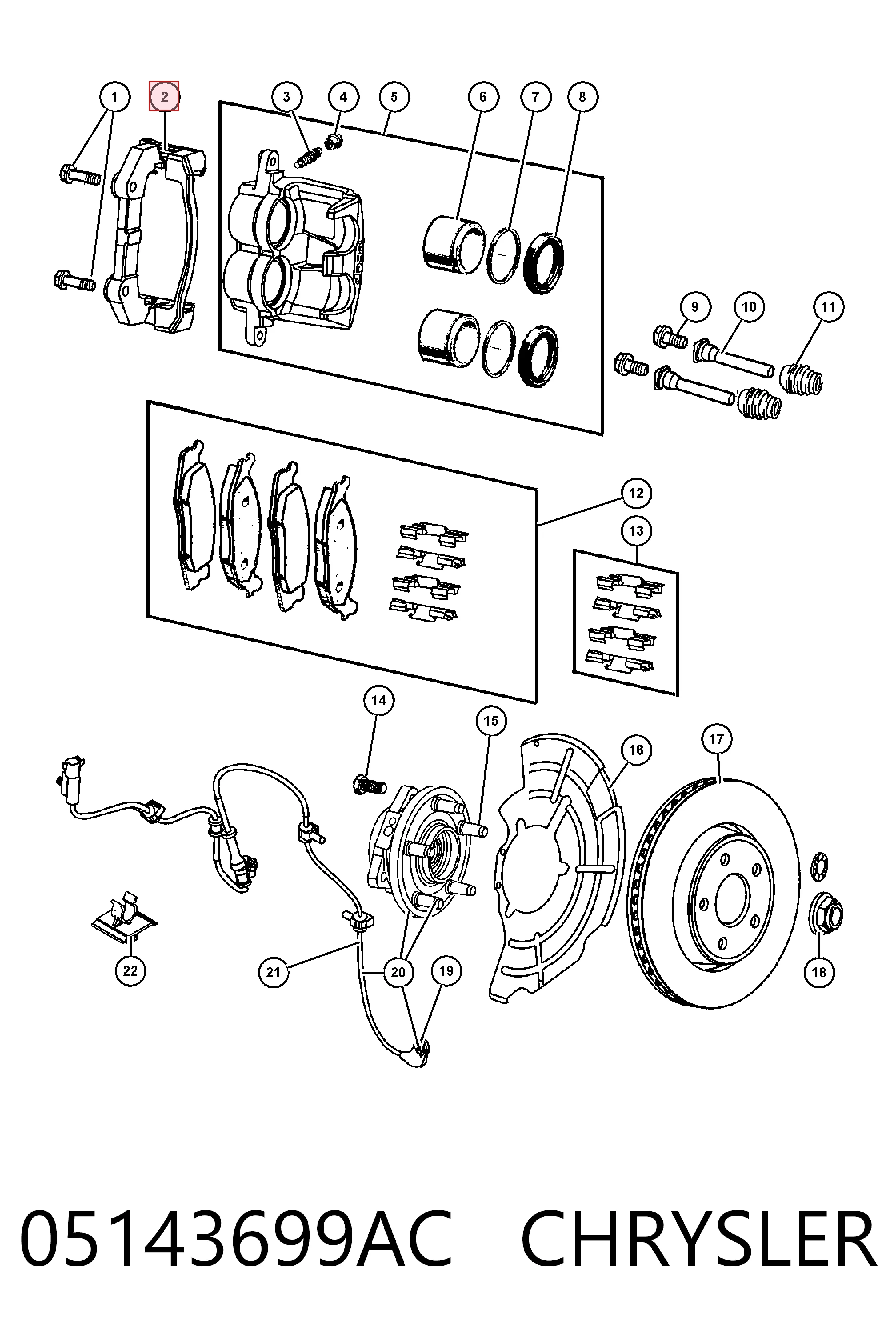 K05143699AB Fiat/Alfa/Lancia Скоба гальмівного супорта переднього