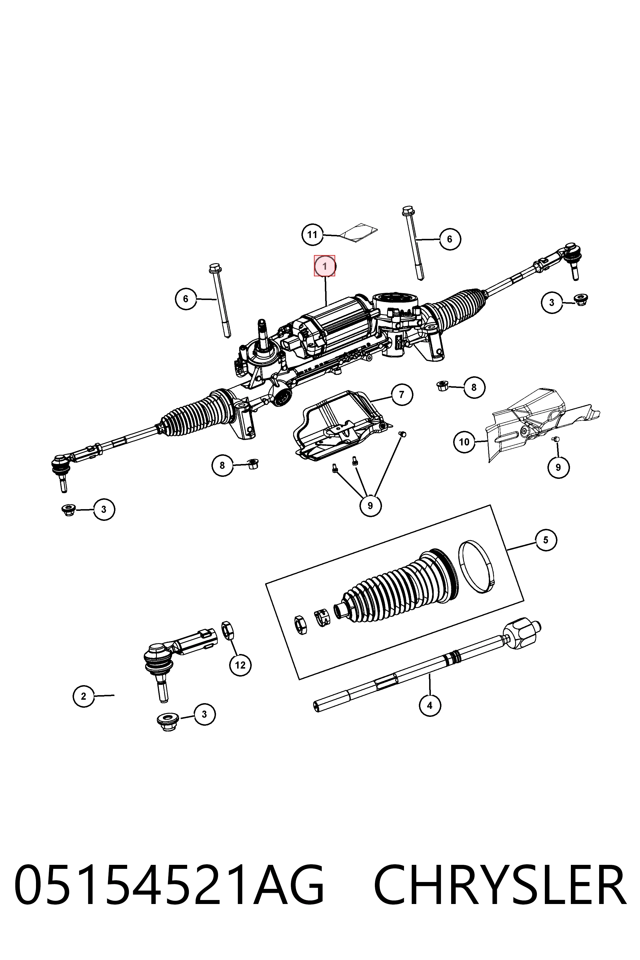 Купити K05154521AF Fiat/Alfa/Lancia Рульова рейка