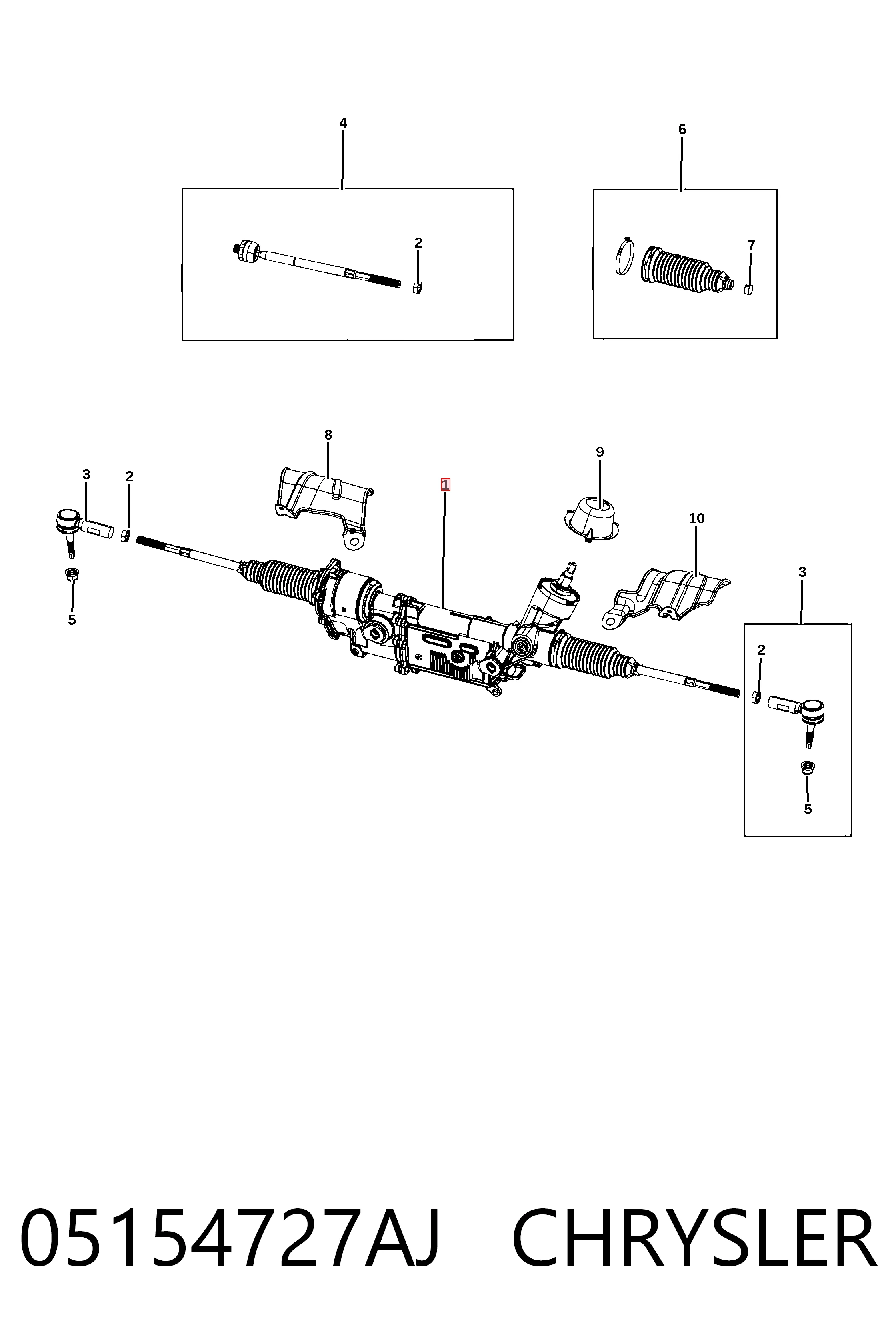 05154727AJ Chrysler Рейковий рульовий механізм