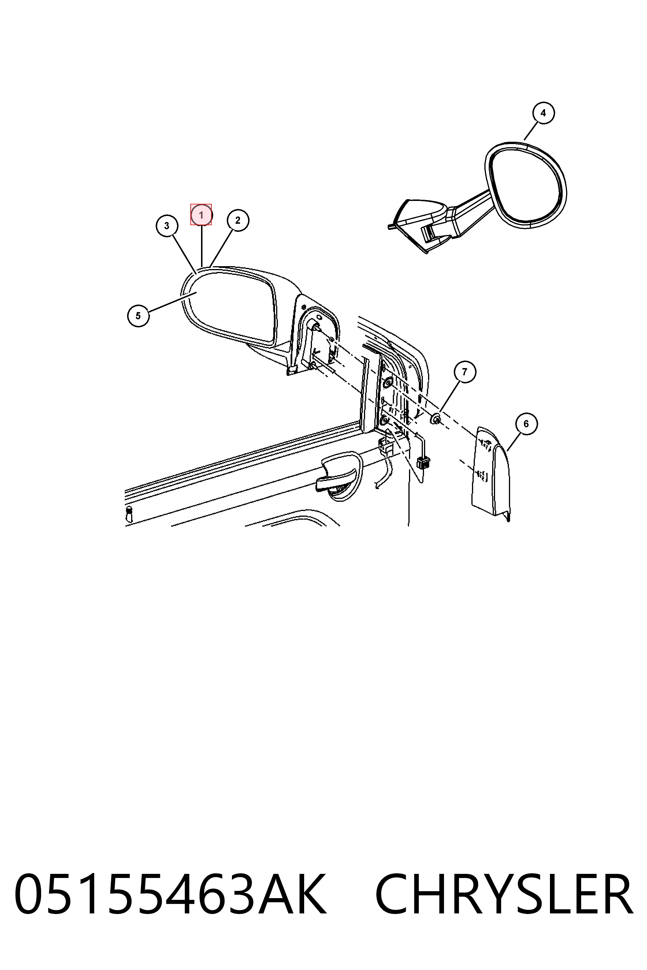 Купити K05155463AK Fiat/Alfa/Lancia Бічне дзеркало заднього виду ліве