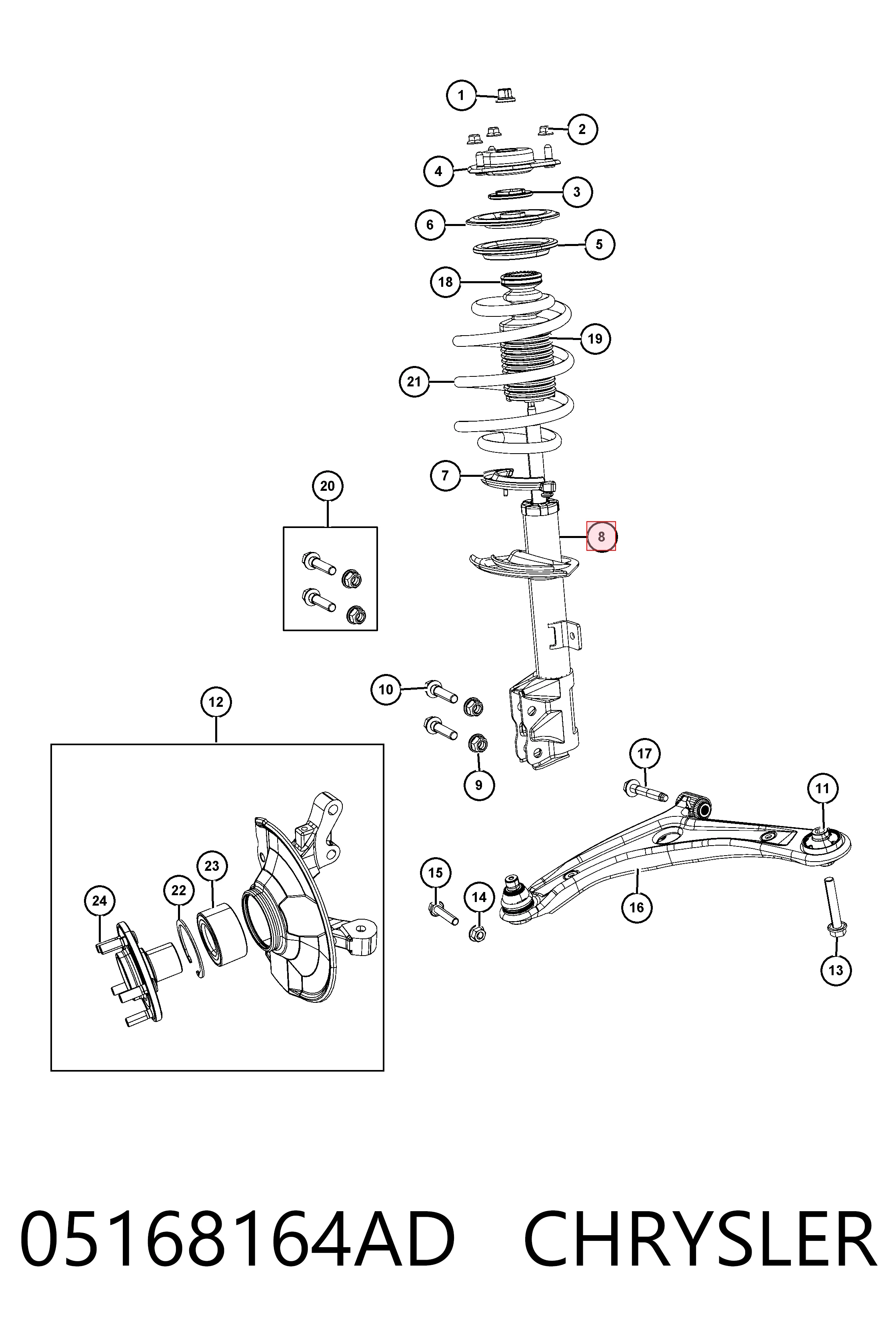 K05168218AD Fiat/Alfa/Lancia Амортизатор передньої підвіски