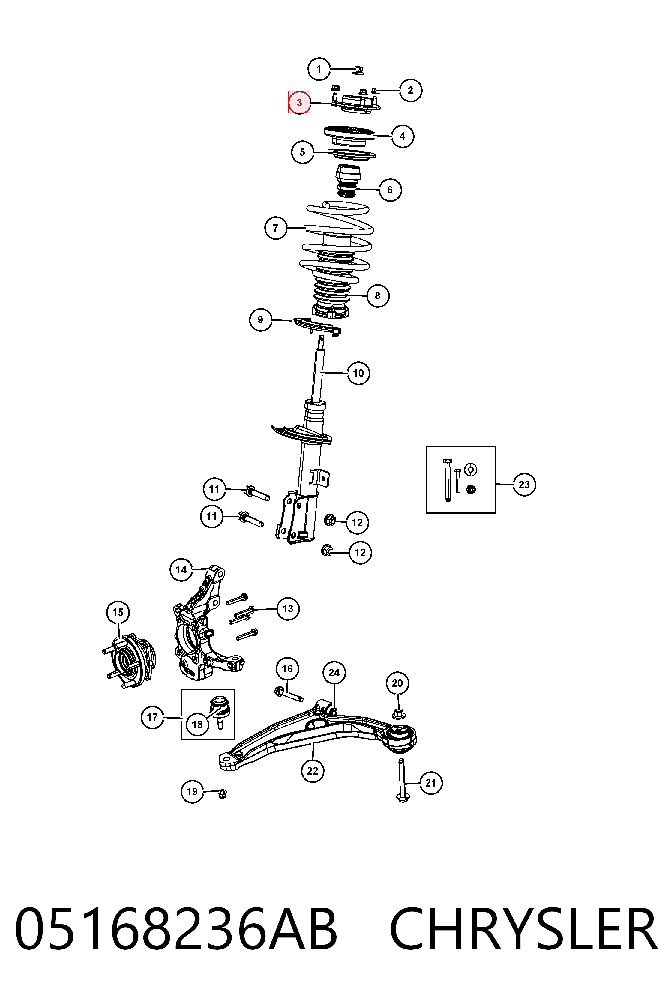 K05168236AB Fiat/Alfa/Lancia Кріплення переднього амортизатора