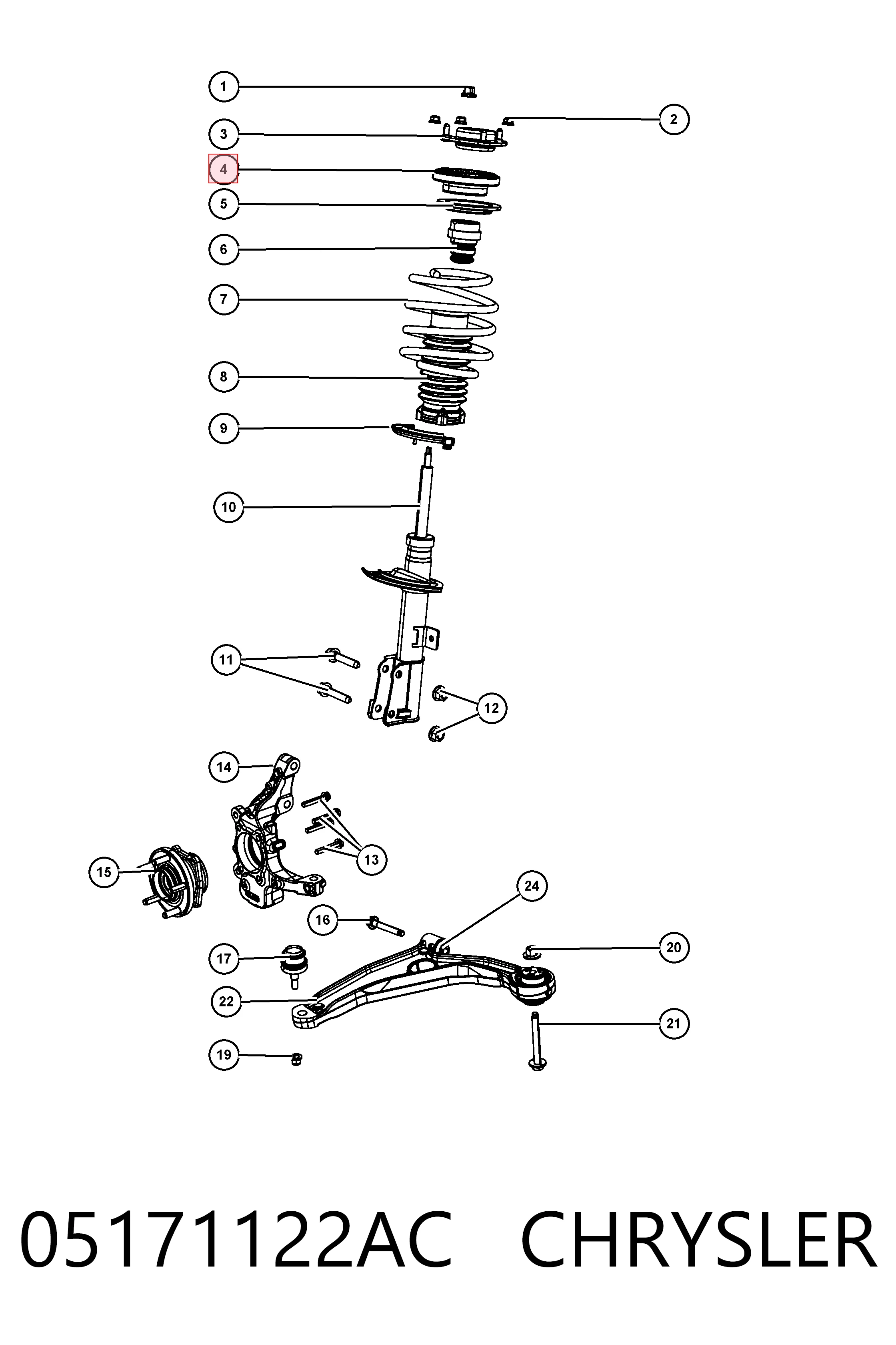 05171122AC Chrysler Кріплення переднього амортизатора