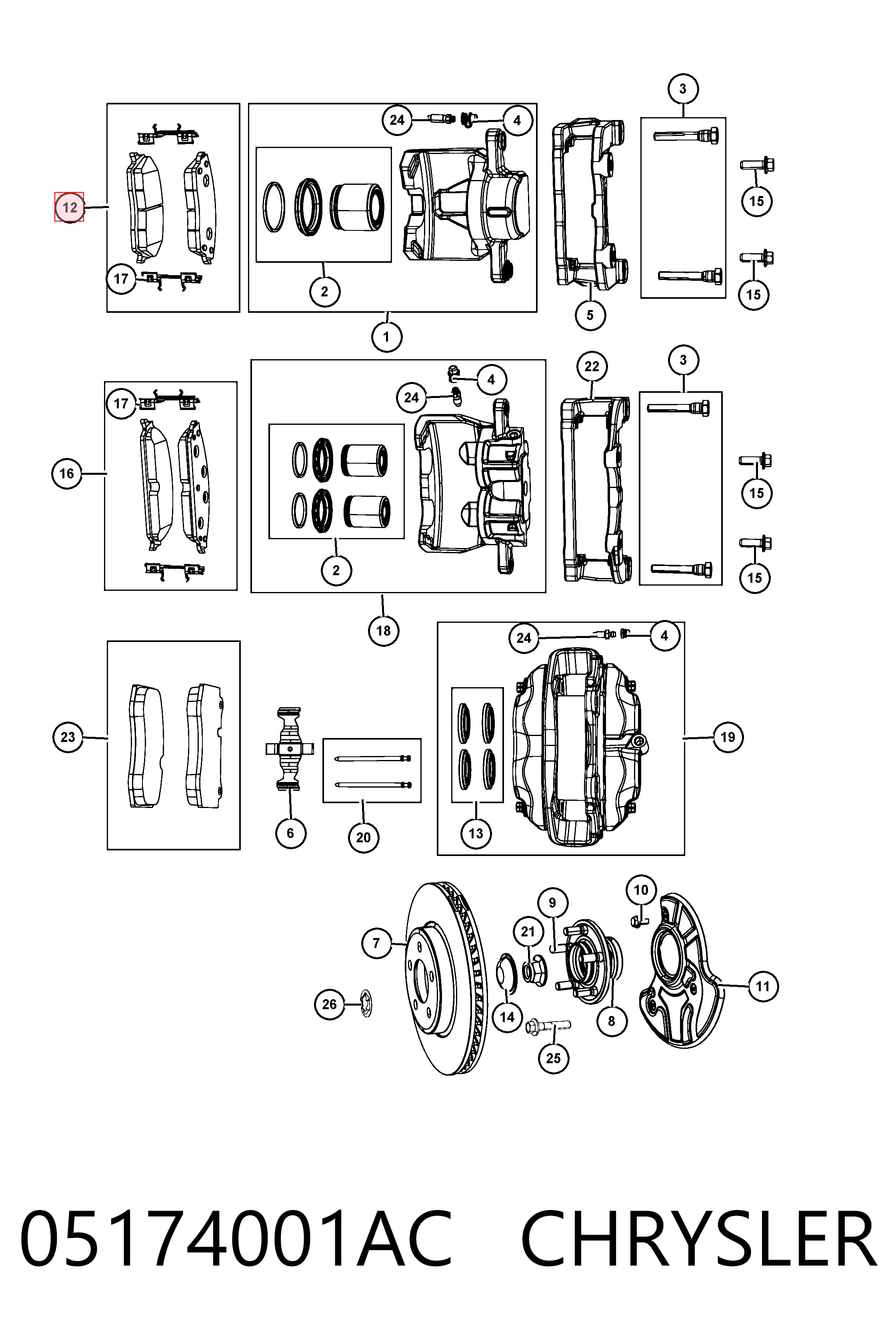 05174001AC Chrysler Передні гальмівні колодки