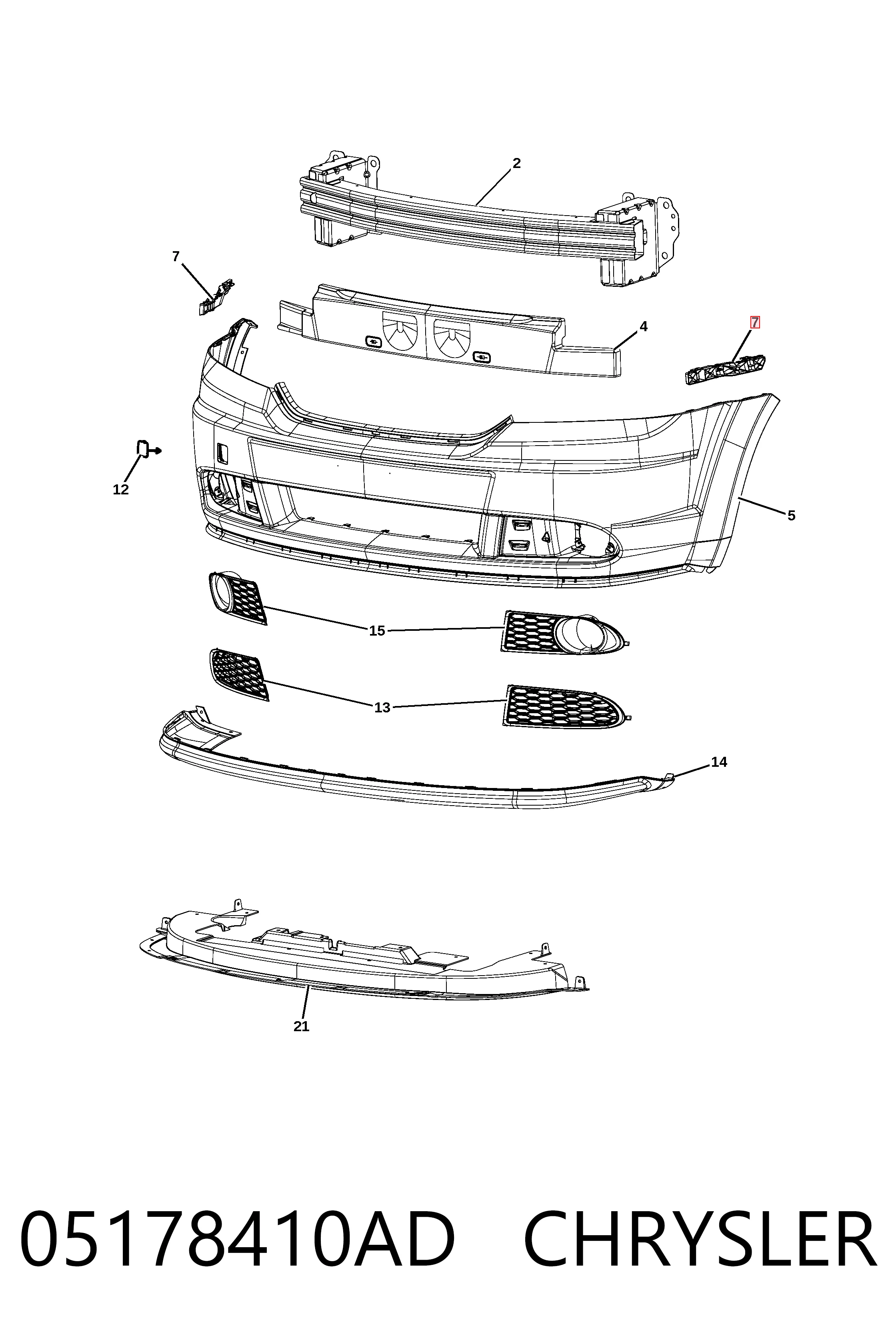 Купити LQKW014R Chrysler Кронштейн бампера переднього, правий