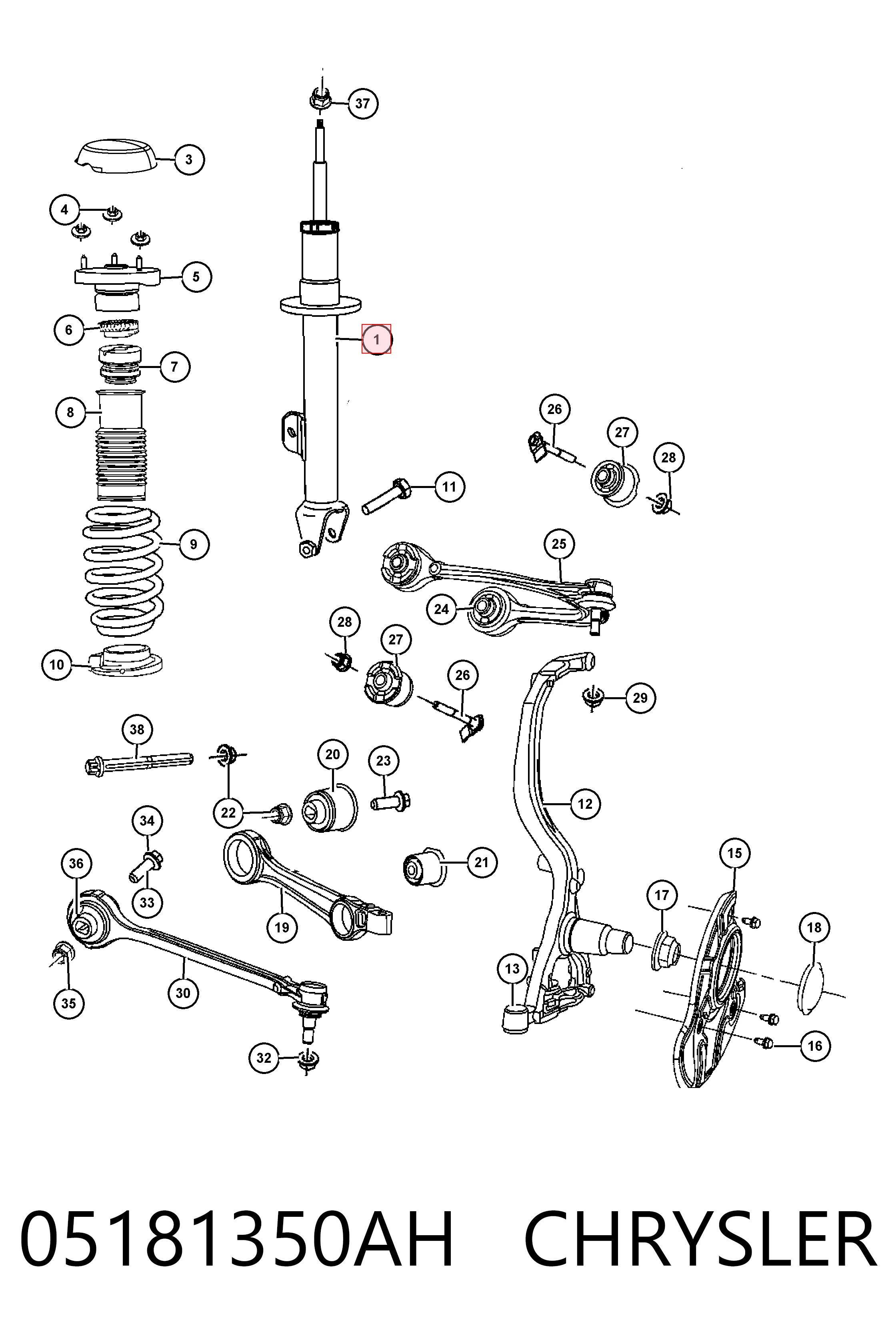 Стійка передня права Fiat/Alfa/Lancia K05181350AI