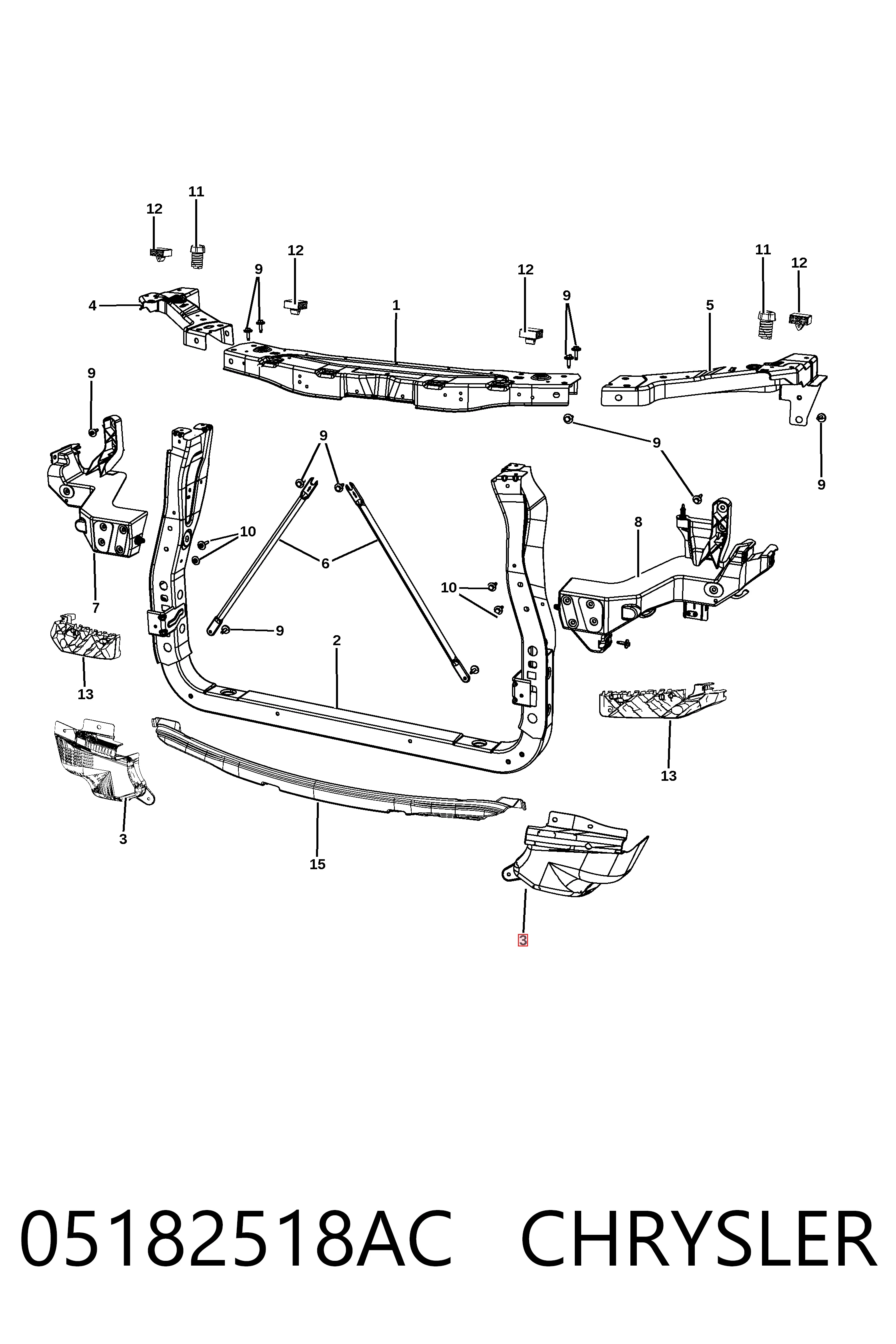 K05182518AC Fiat/Alfa/Lancia Кронштейн кріплення крила переднього правого, передній