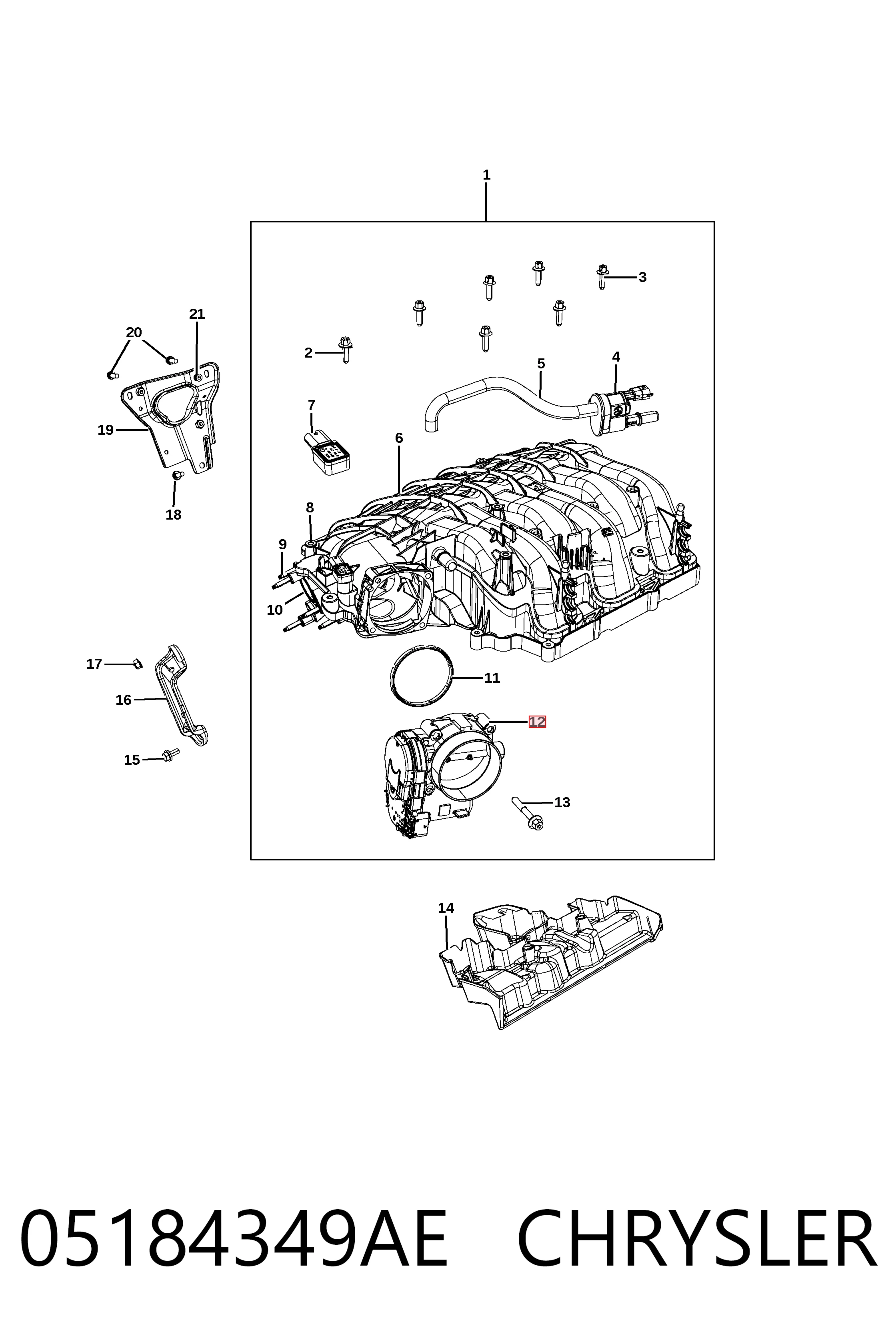 05184349AE Chrysler Дросільна заслінка в зборі