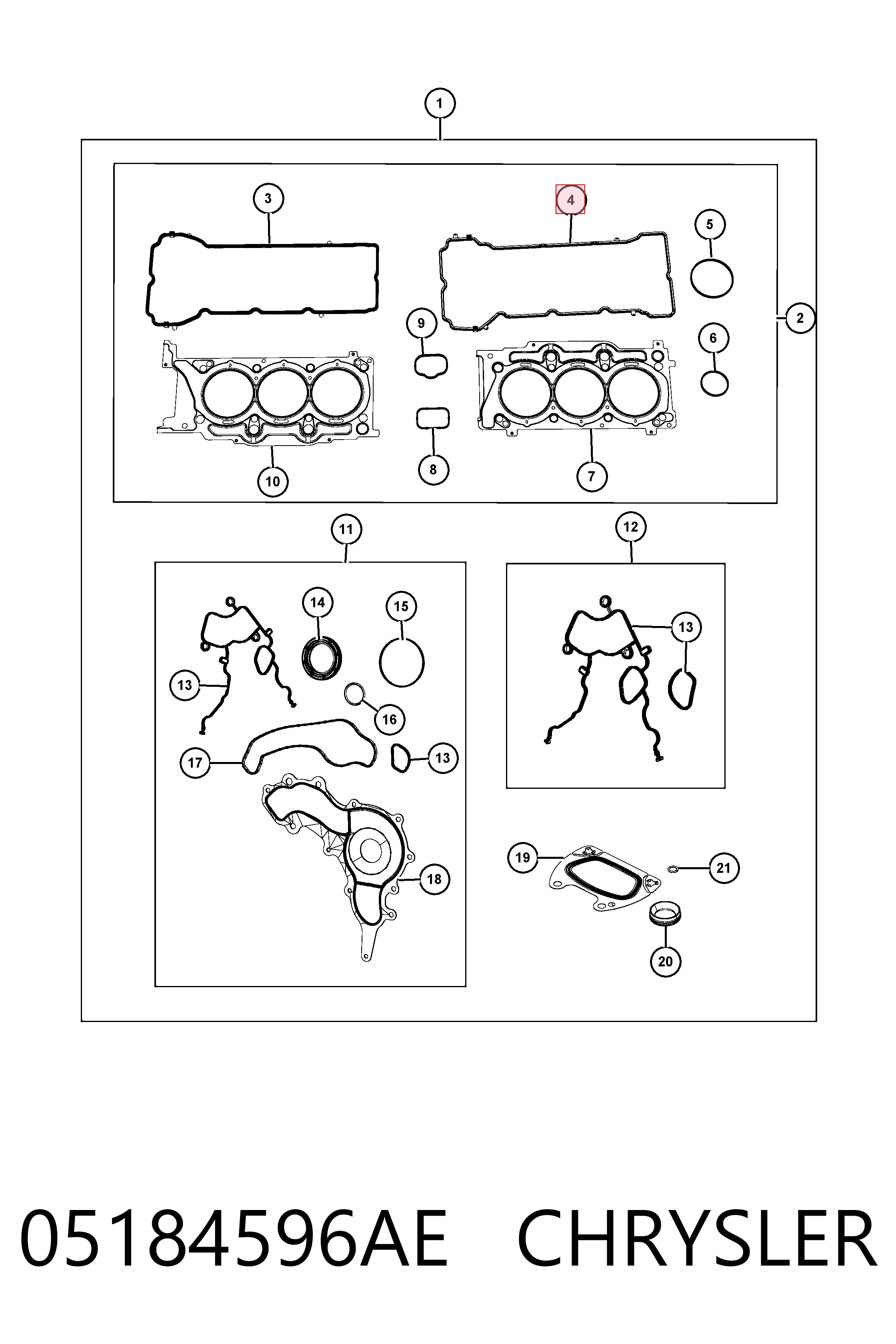 K05184596AE Fiat/Alfa/Lancia Прокладка клапанної кришки двигуна, ліва