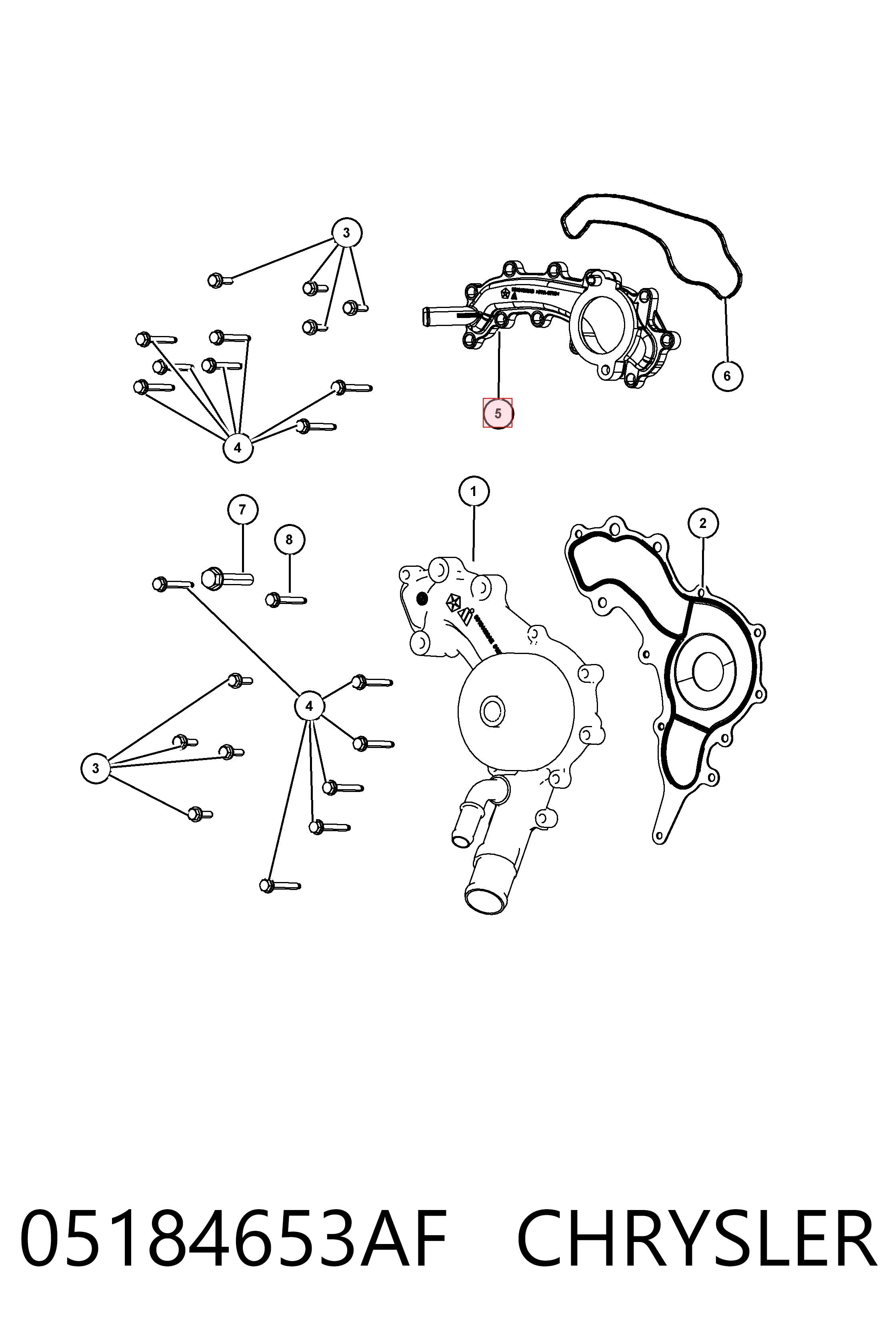 05184653AF Chrysler Корпус термостата в зборі