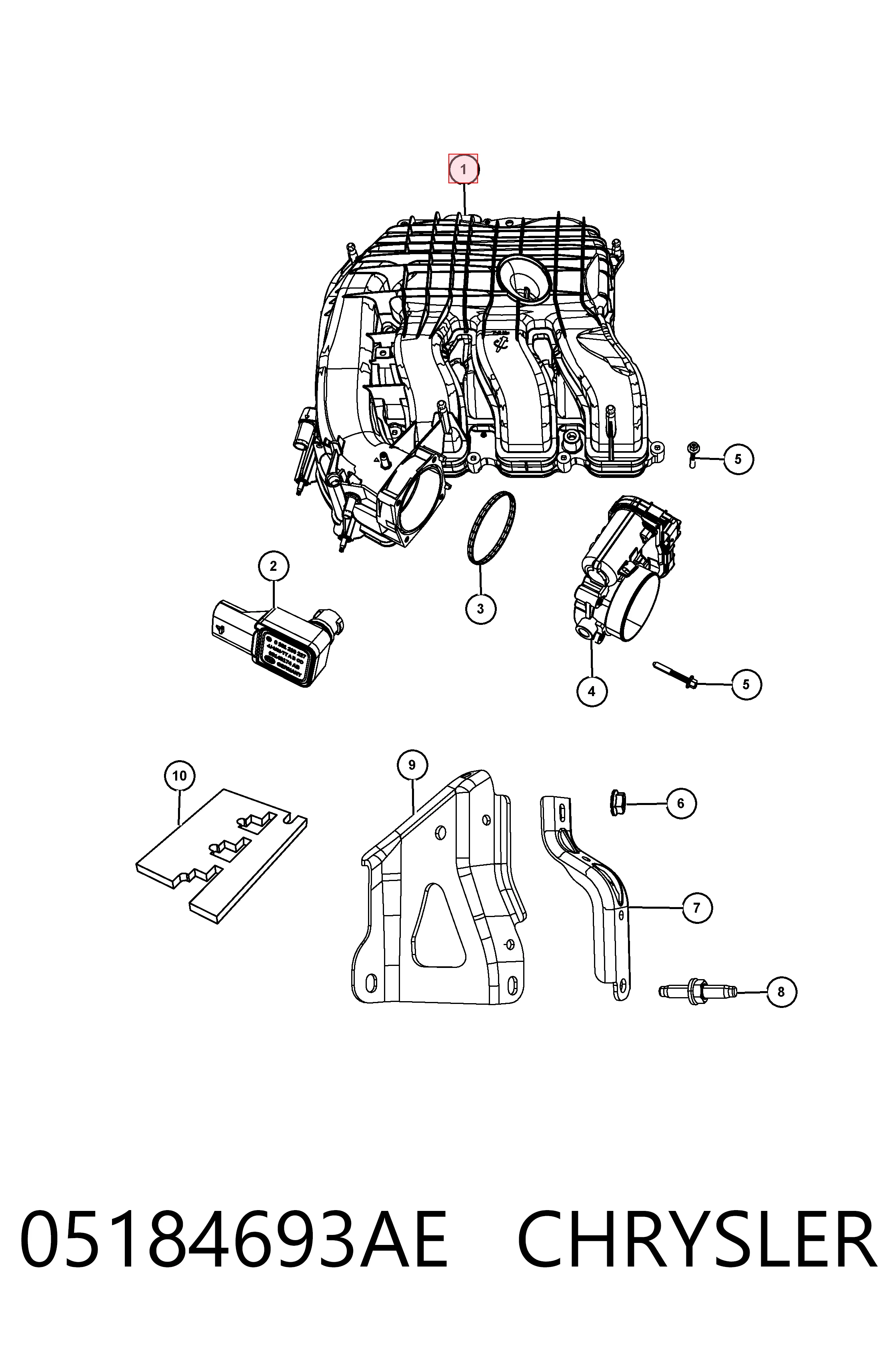 05184693AE Chrysler Колектор впуск верхній