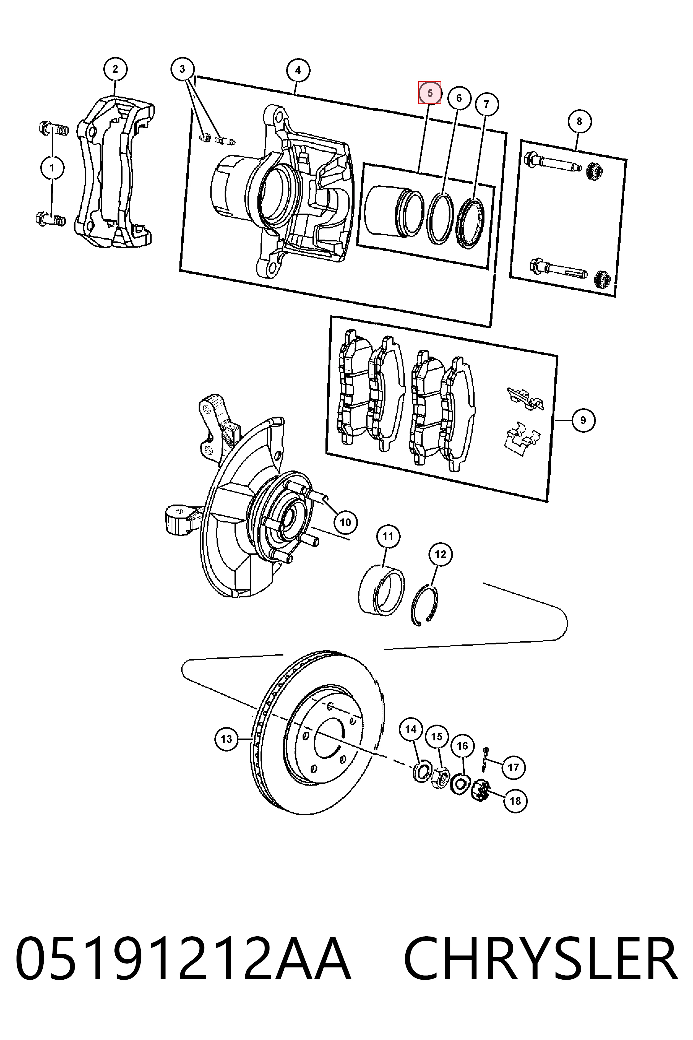 Поршень супорту гальмівного, переднього K05191212AA Fiat/Alfa/Lancia