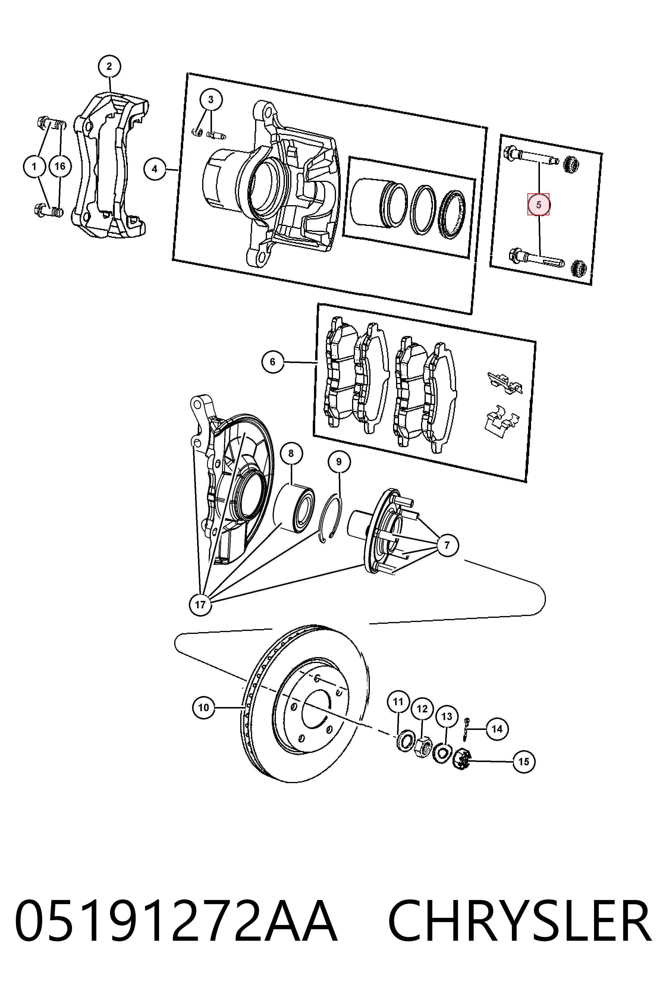 Направляюча супорту переднього Fiat/Alfa/Lancia K05191272AA