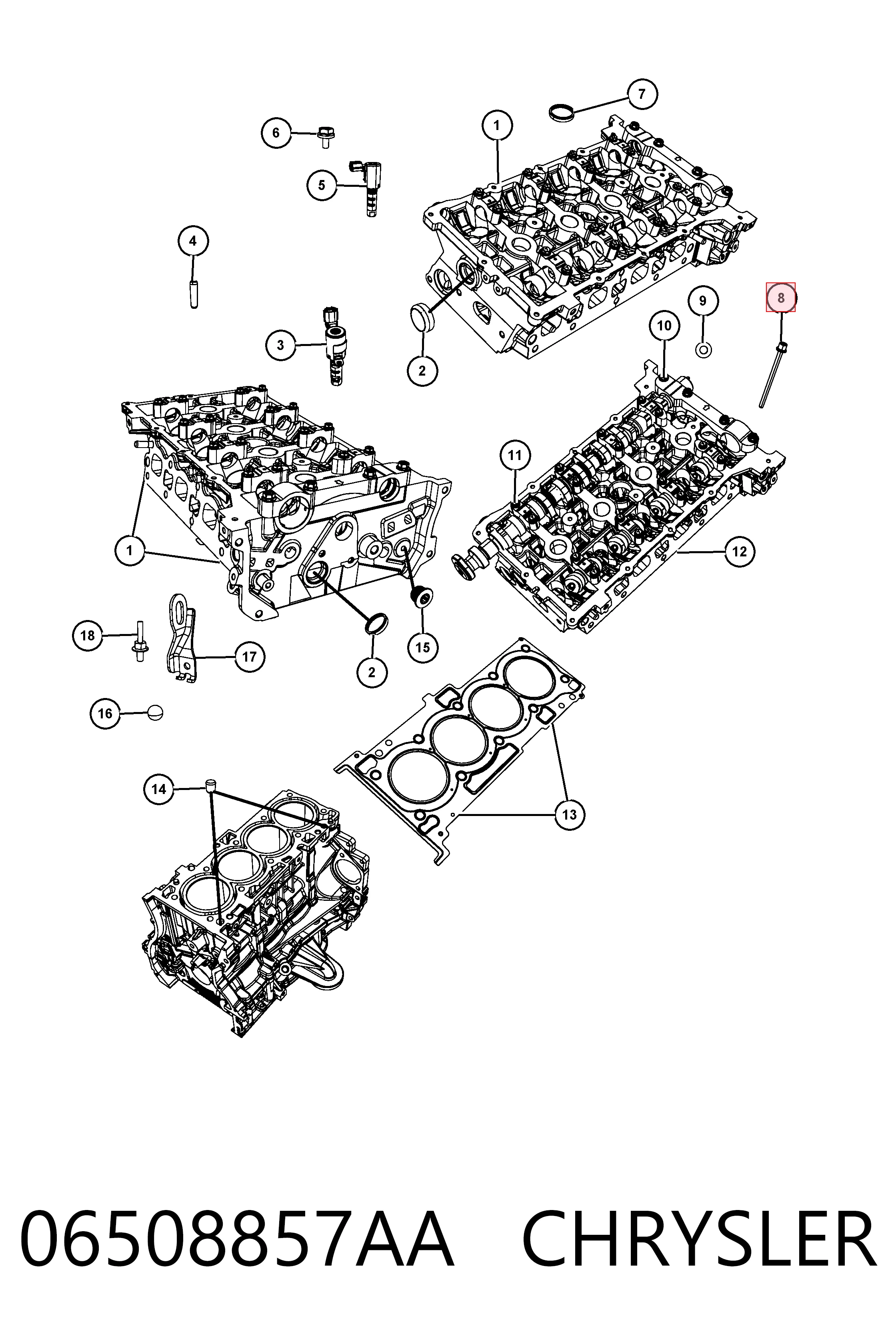 Болт кріплення головки блоку циліндрів на Jeep Cherokee  KL