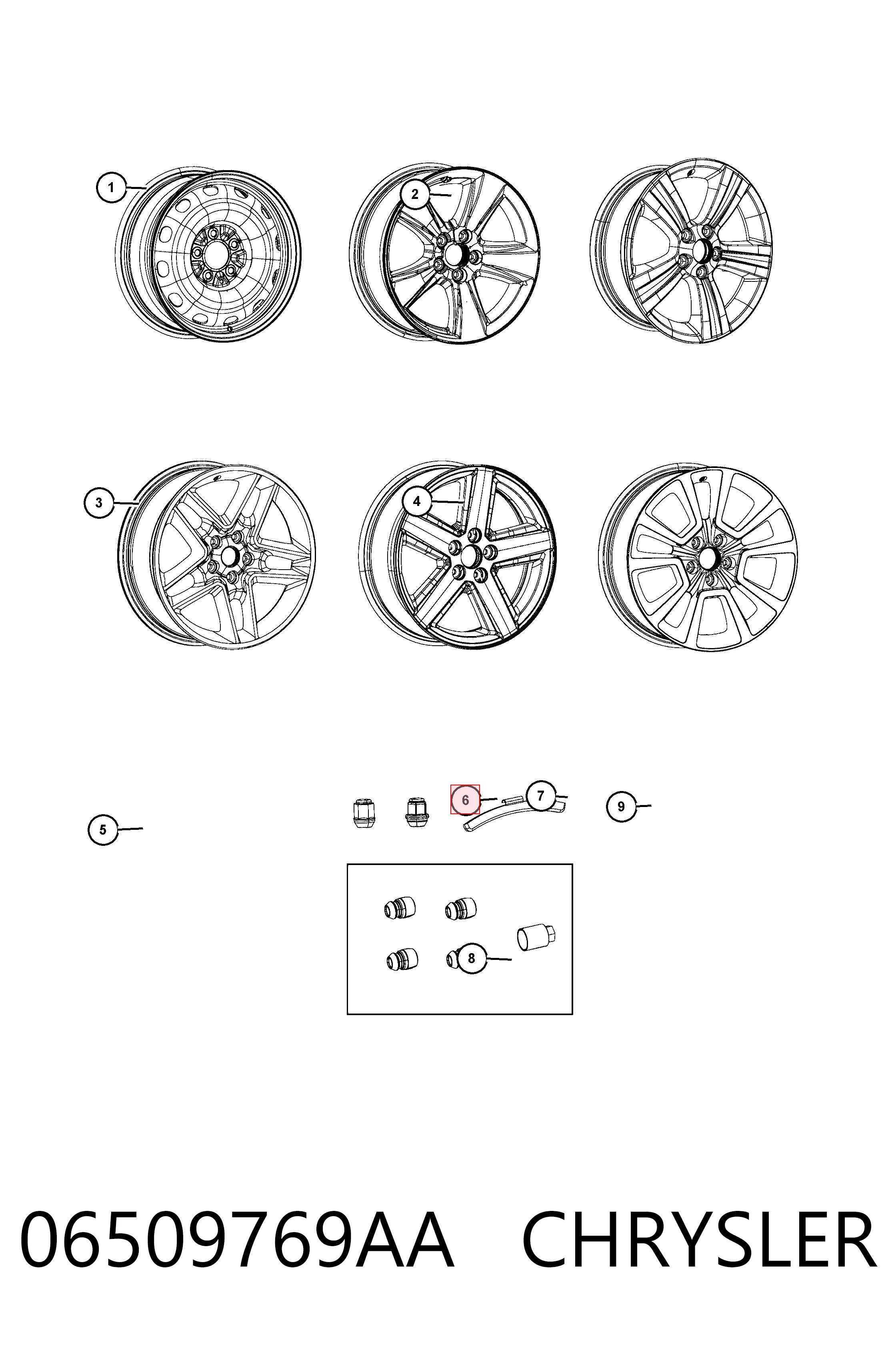 06509769AA Chrysler Гайка колеса