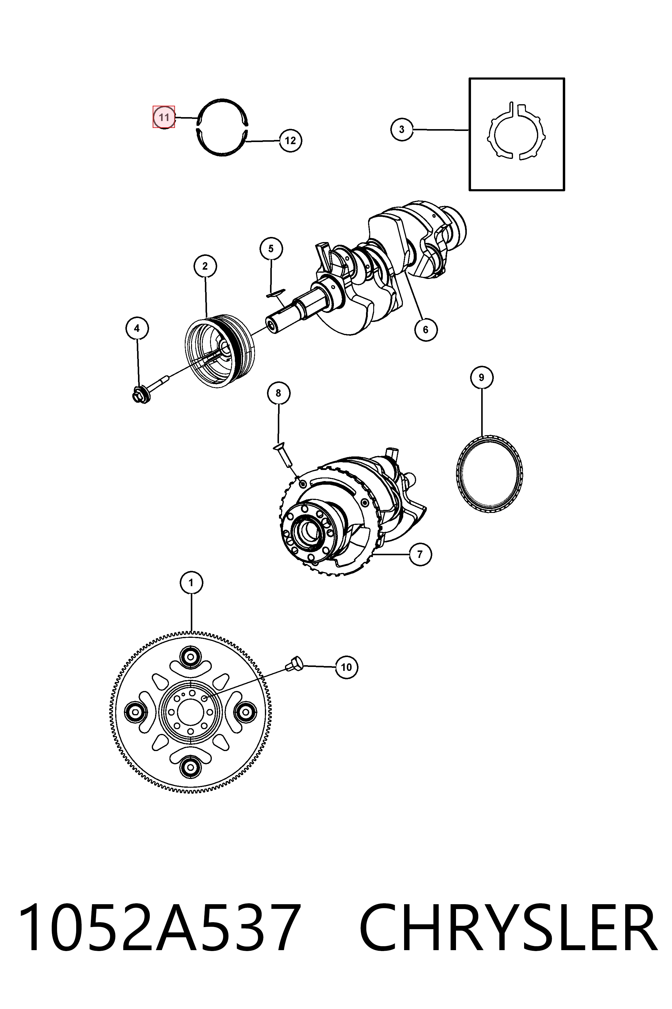 Вкладиші коленвала, корінні, комплект, стандарт (STD) Fiat/Alfa/Lancia K04884916AA ціна, від 7.34 USD