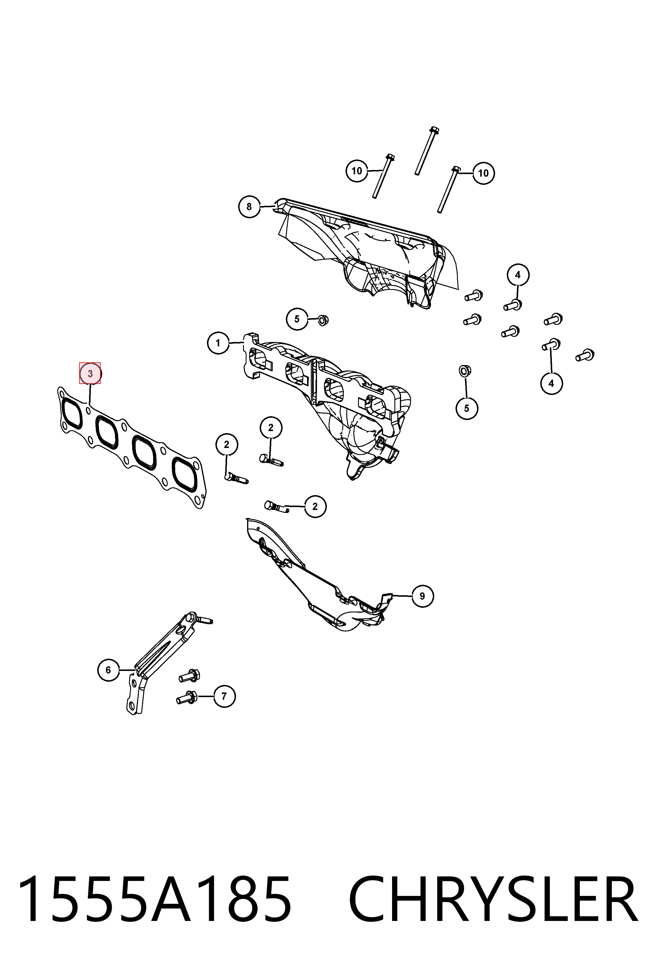 K1555A185 Fiat/Alfa/Lancia Прокладка випускного колектора