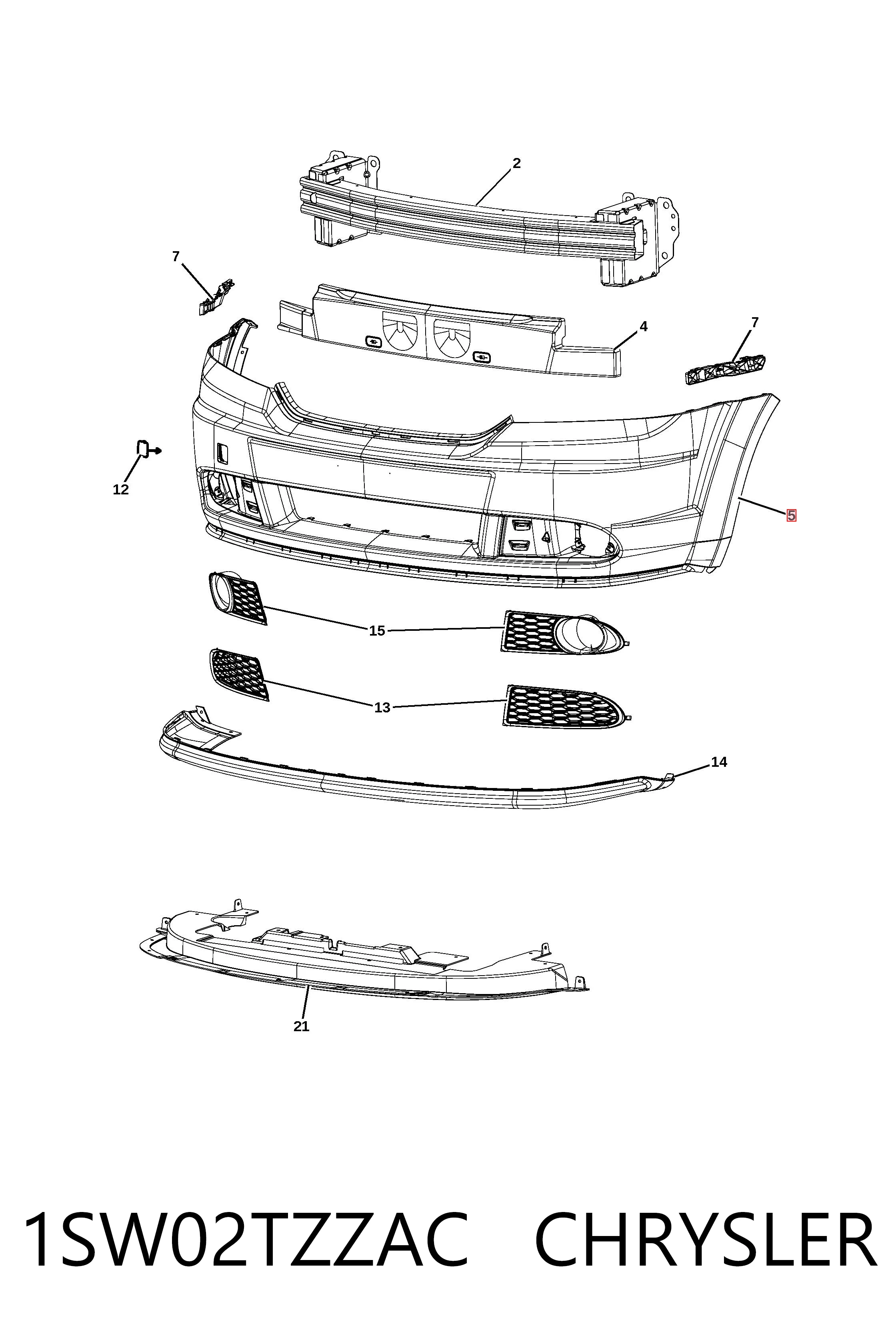 K1SW02WS2AC Fiat/Alfa/Lancia Бампер передній, верхня частина
