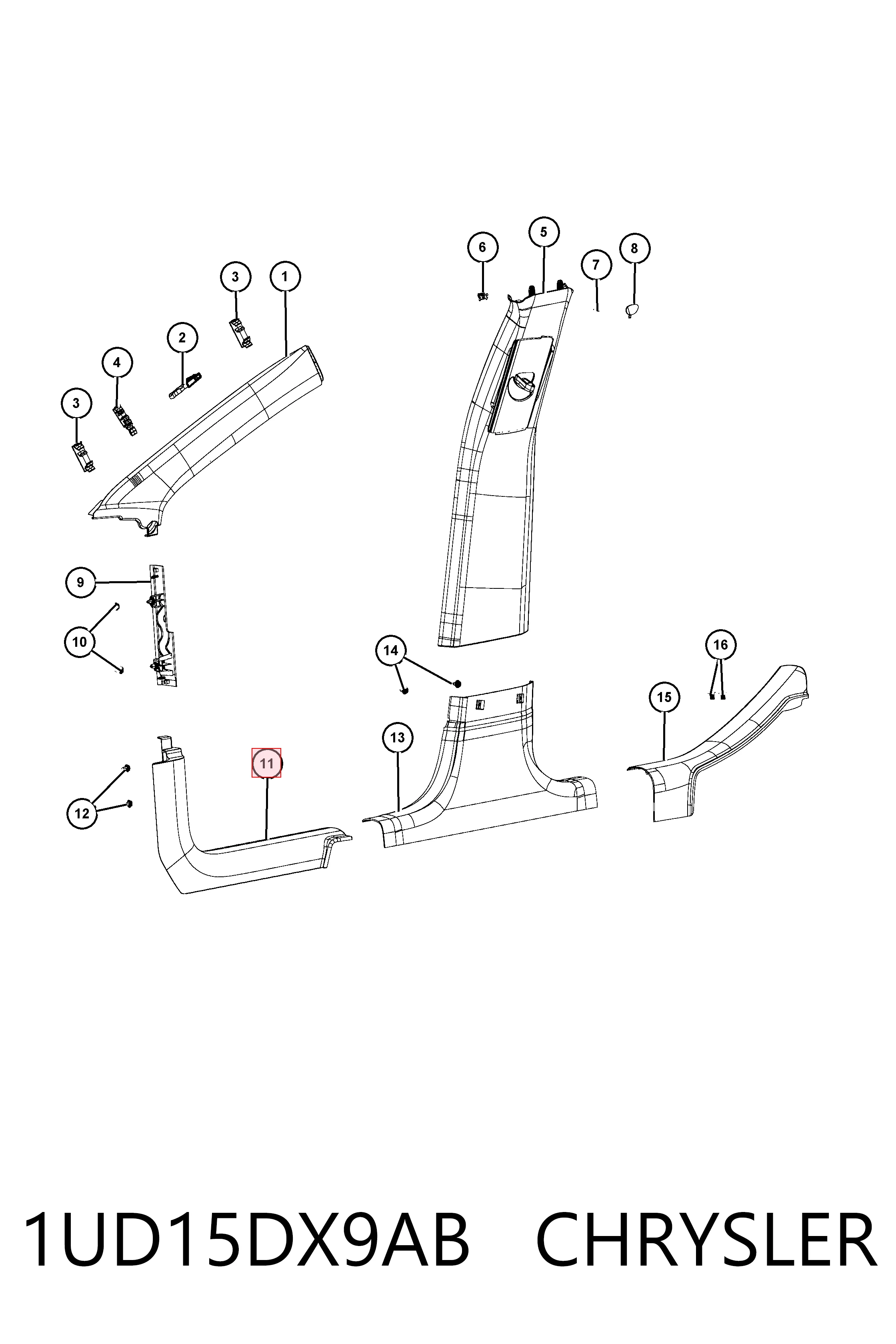 K1UD15DX9AC Fiat/Alfa/Lancia Накладка дверного порога внутрішня, передня ліва