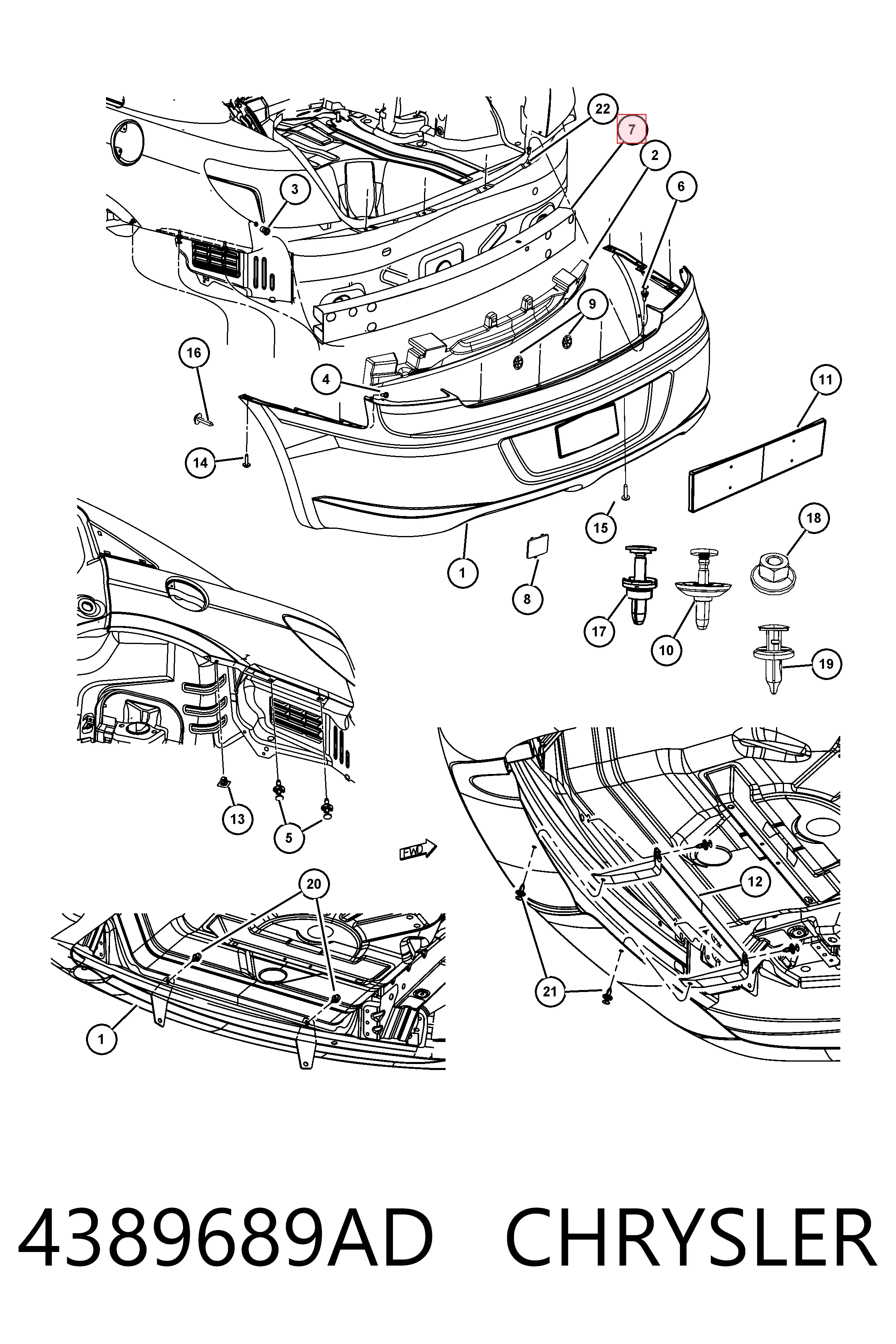 Шина бампера заднього на Dodge Avenger  