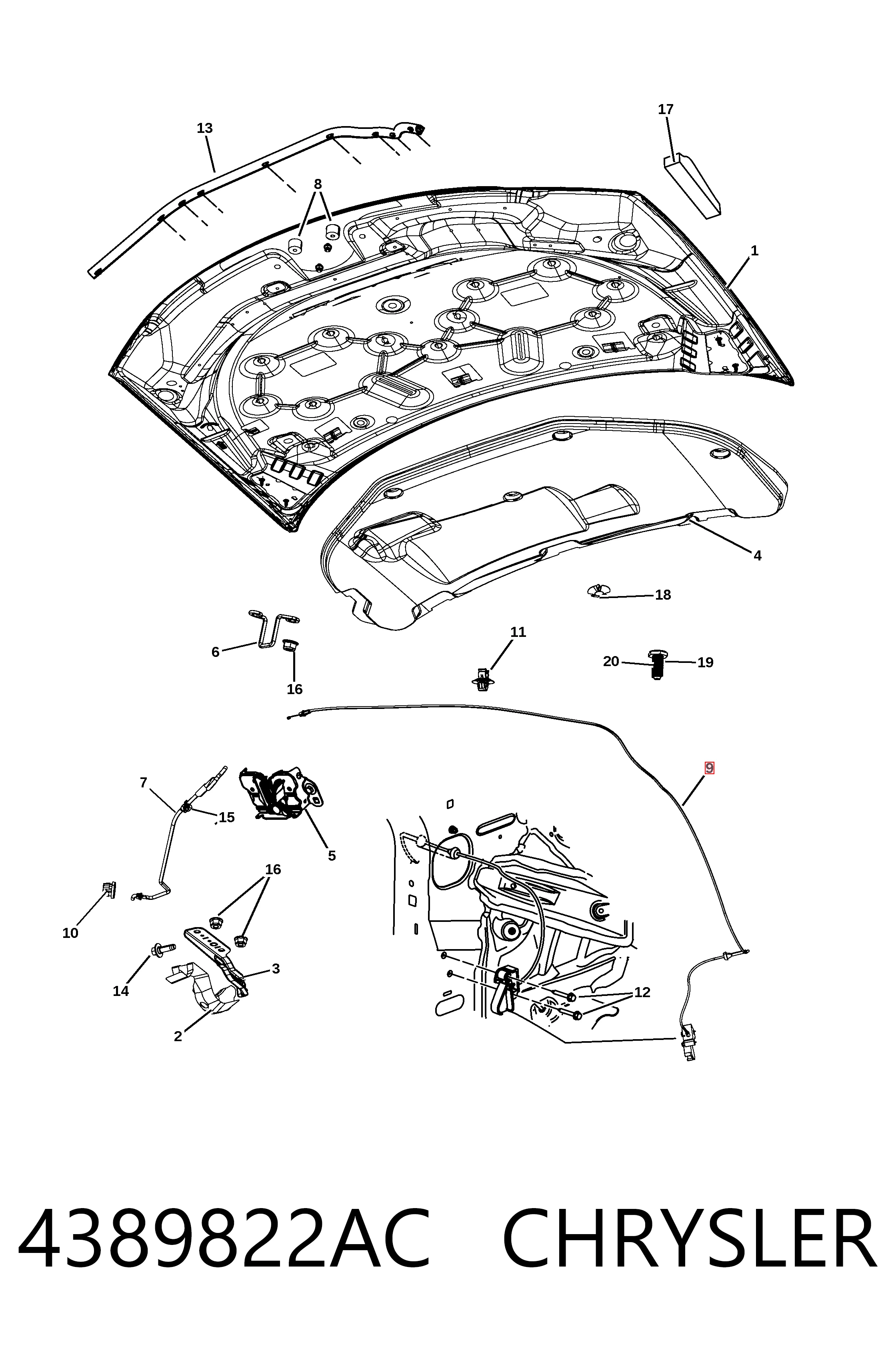 4389822AC Chrysler Трос замка капота