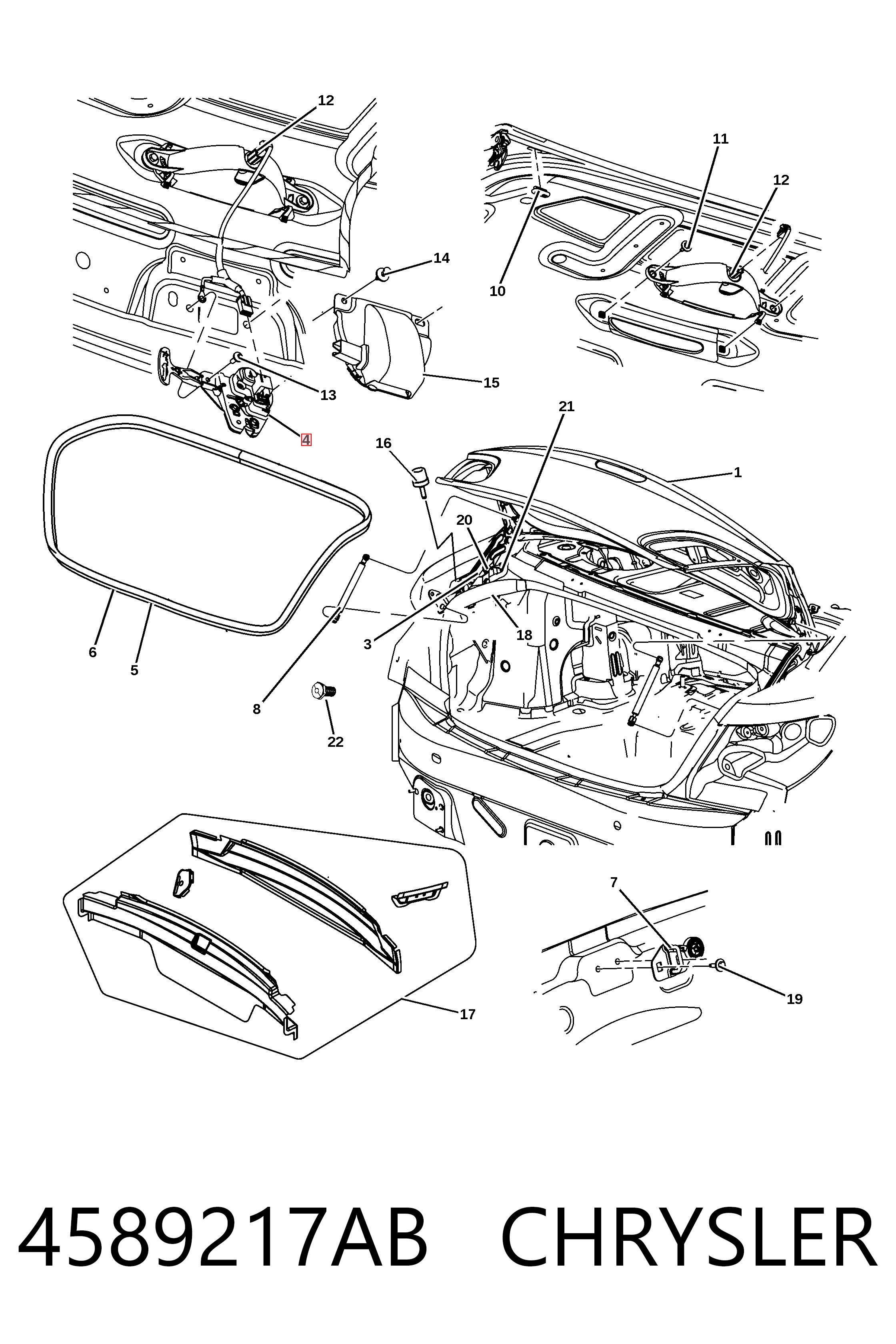 Замок дверей багажника Fiat/Alfa/Lancia K04589217AC ціна, від 57.01 USD