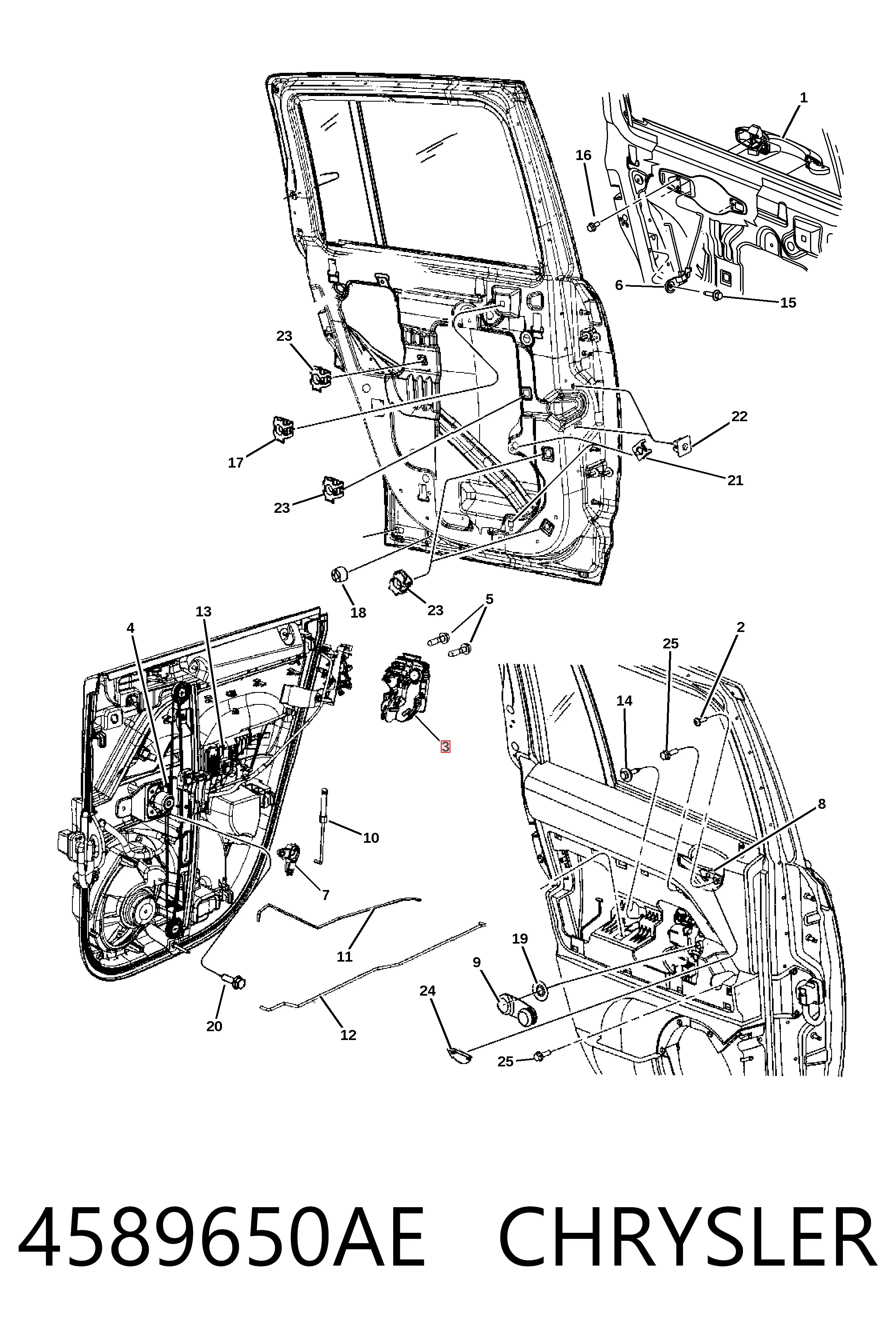 4589650AE Chrysler Замок задньої дверї, правої