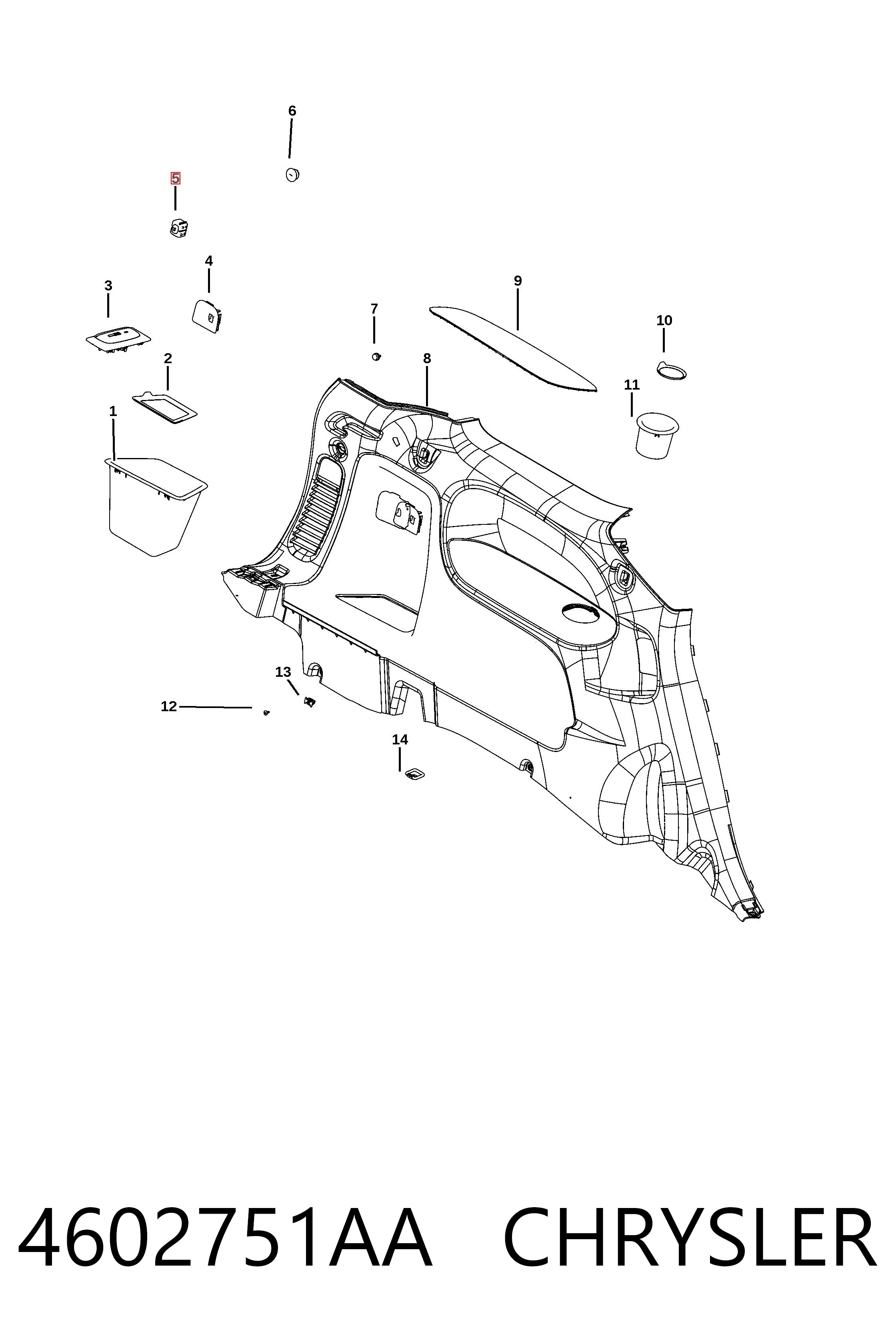 4602751AA Chrysler Кнопка приводу замка задньої 3/5 двері (ляди)