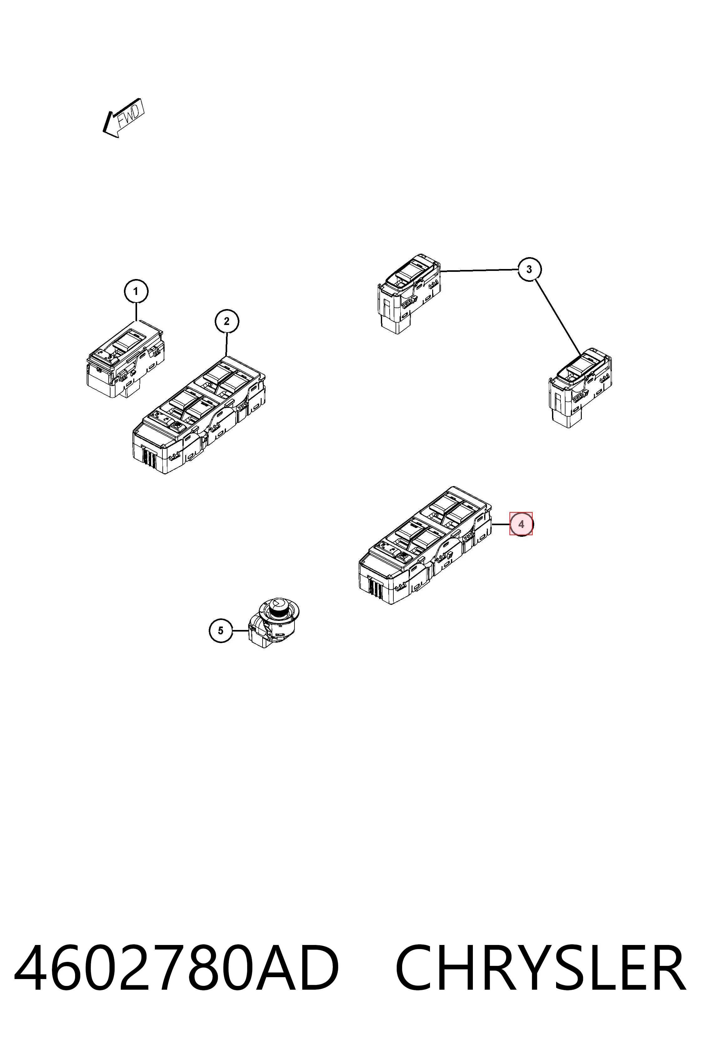 4602780AD Chrysler Кнопки переднього лівого склопід'ємника