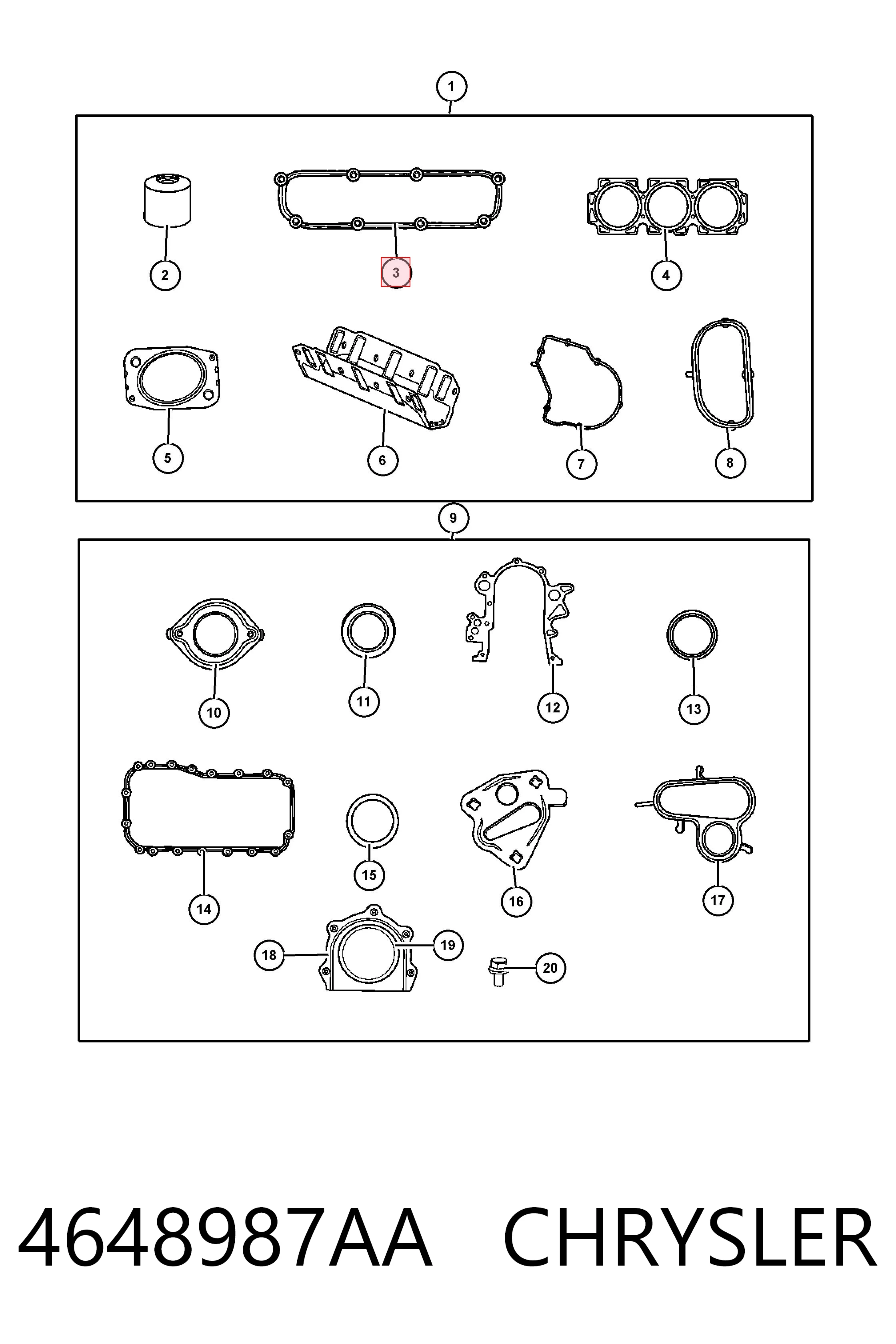 4648987AA Chrysler Прокладка кришки клапанної 