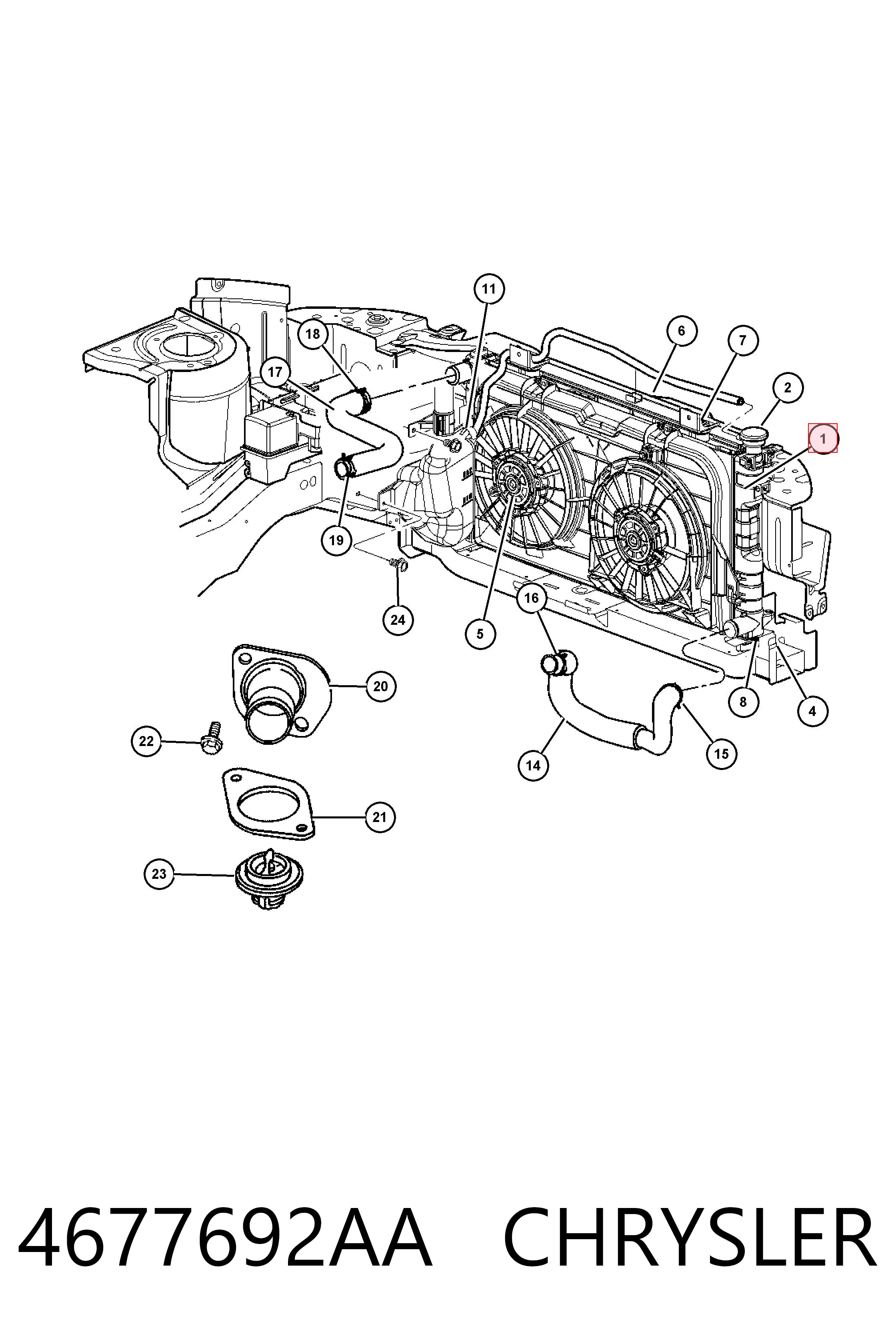 4677692AA Chrysler Радіатор охолодження двигуна
