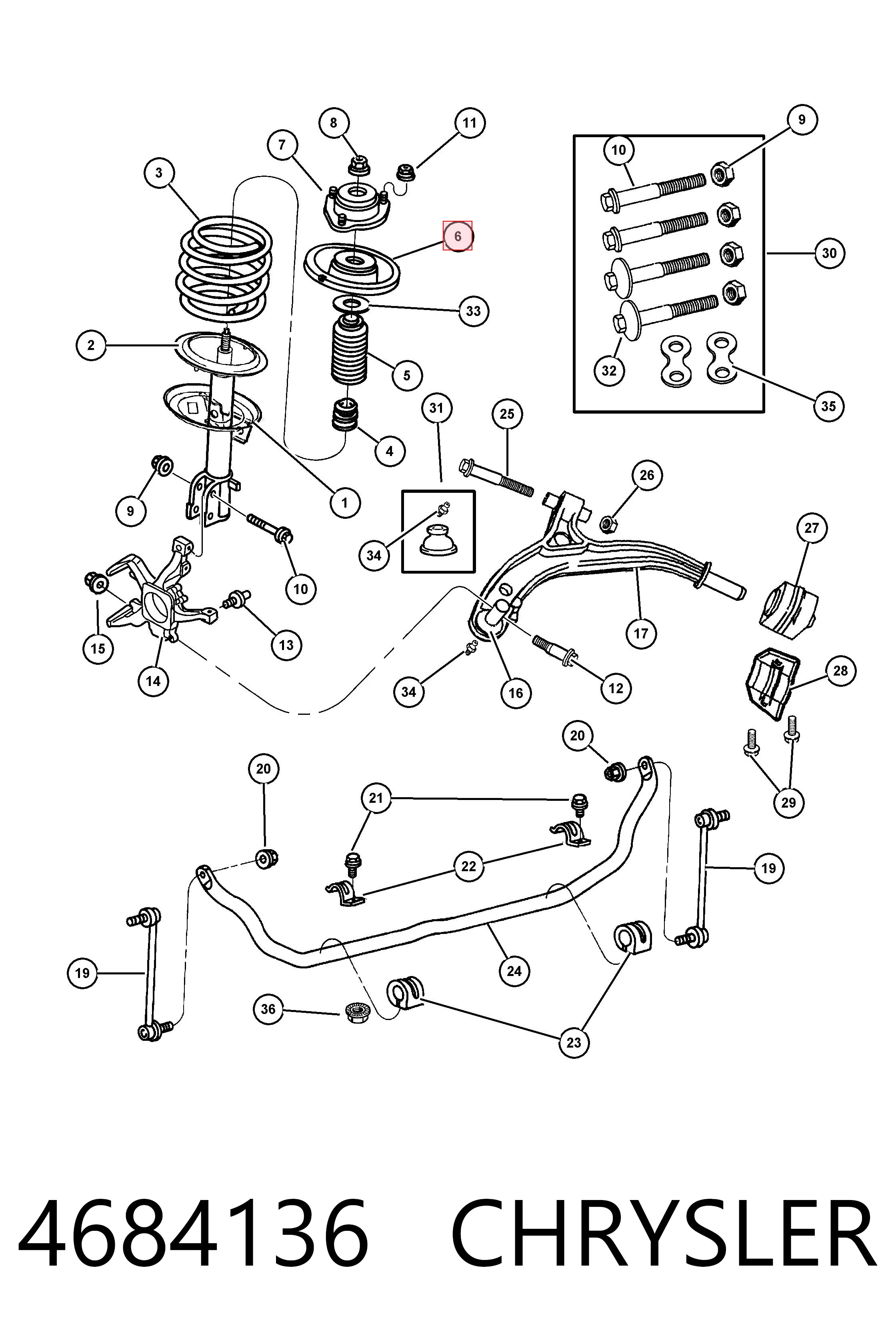 K04684136 Fiat/Alfa/Lancia Кріплення переднього амортизатора