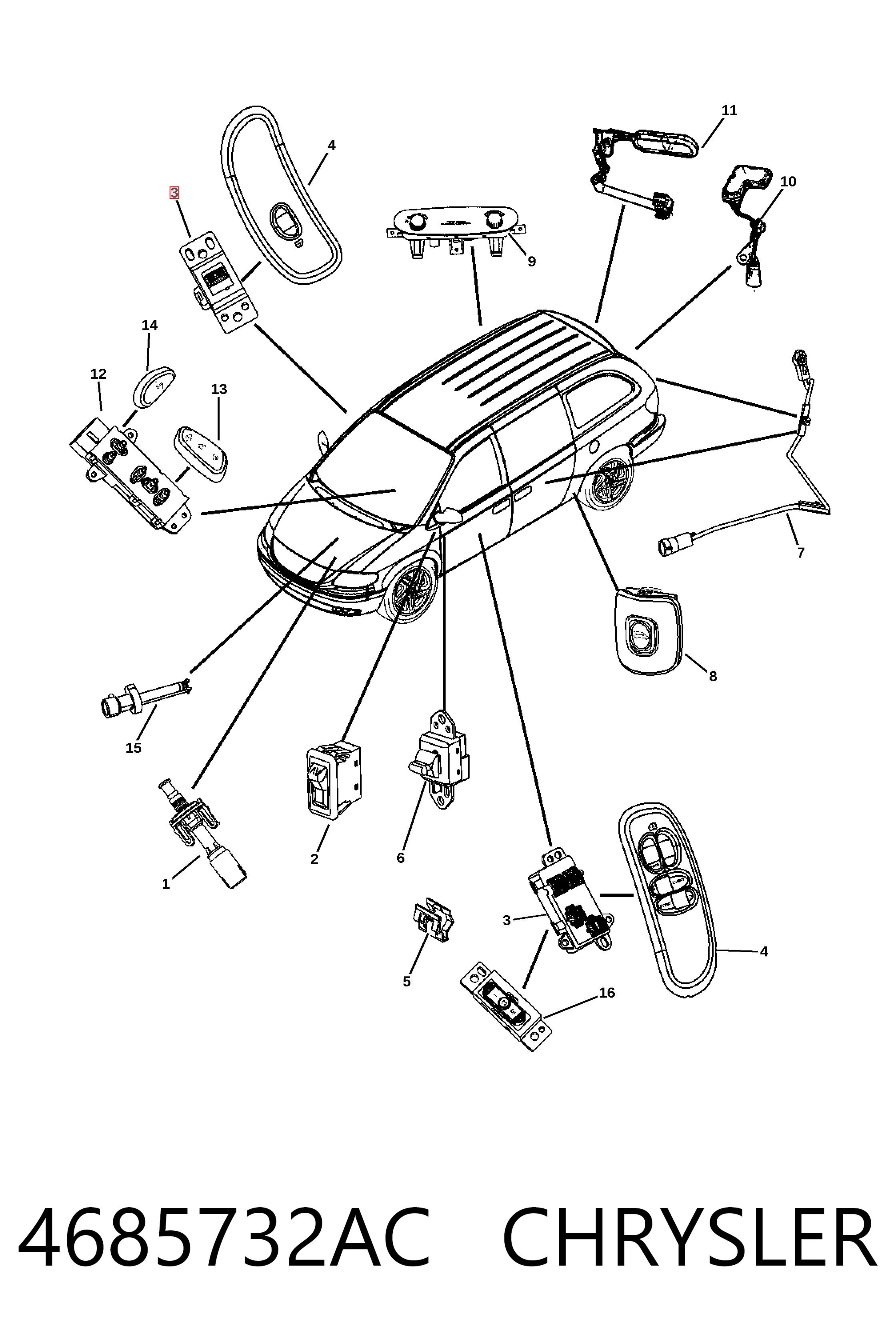 4685732AC Chrysler Кнопки переднього лівого склопід'ємника