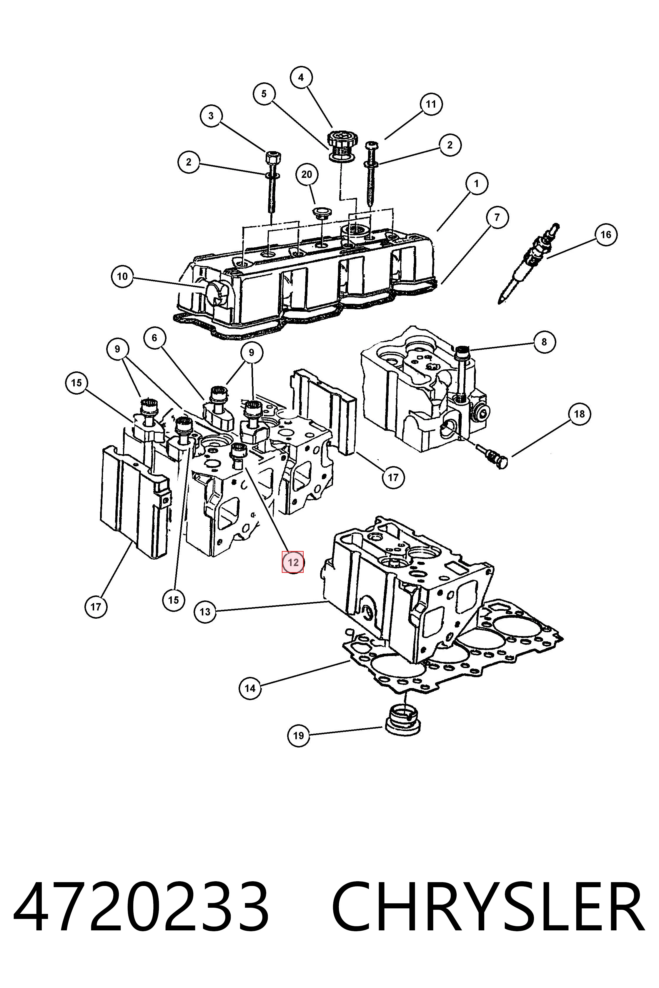 K04720233AC Fiat/Alfa/Lancia Болт кріплення головки блоку циліндрів