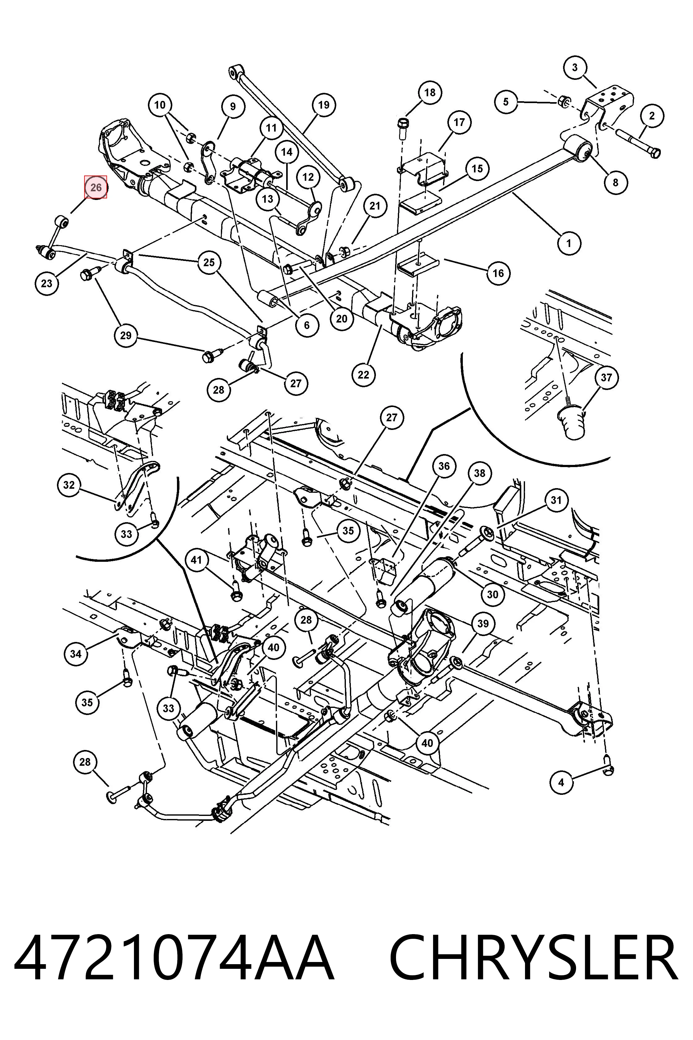 4721074AA Chrysler Тяжка стабілізатора, заднього