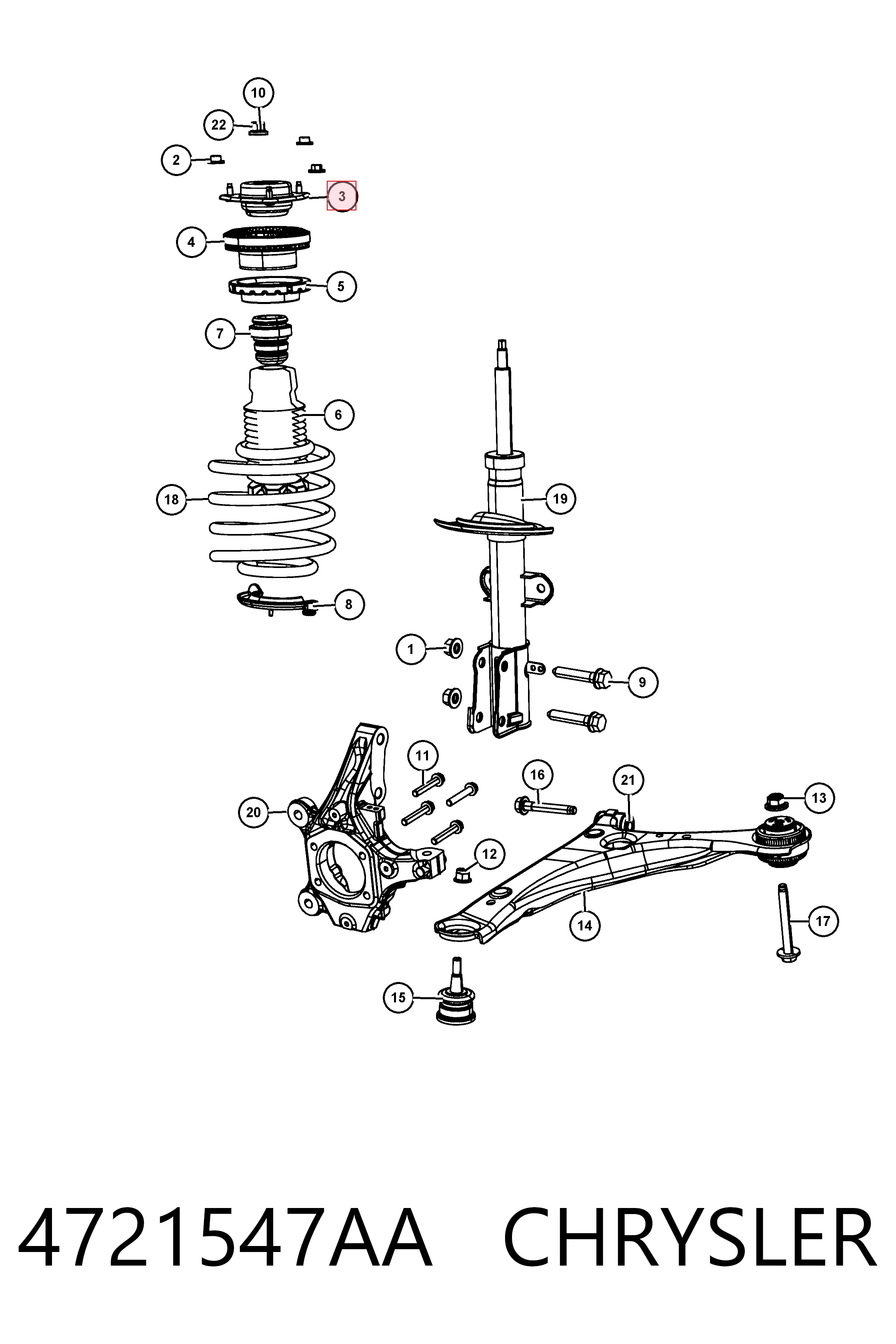 Опора амортизатора переднього K04721547AB Fiat/Alfa/Lancia