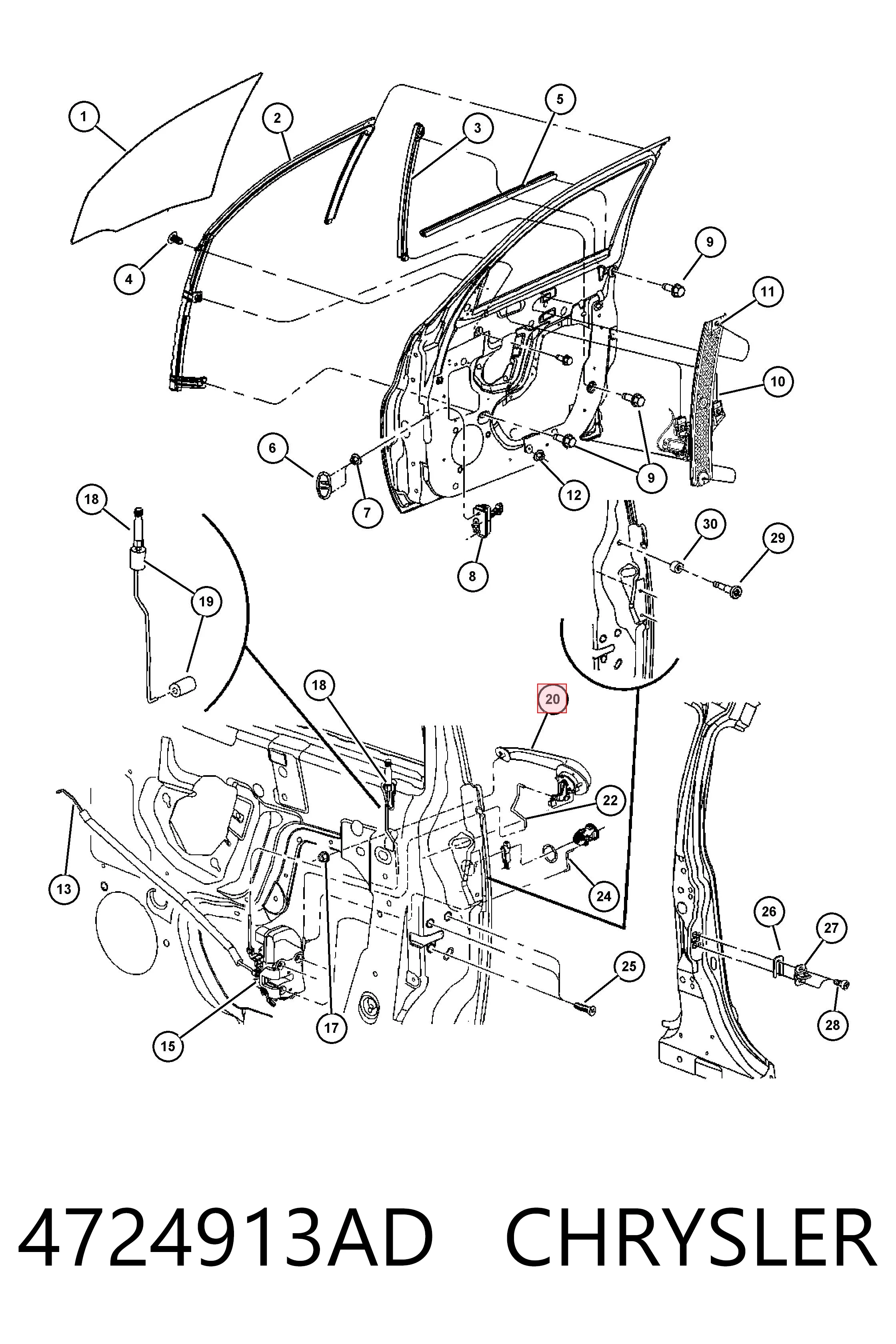 4724913AD Chrysler Ручка передньої двері зовнішня ліва