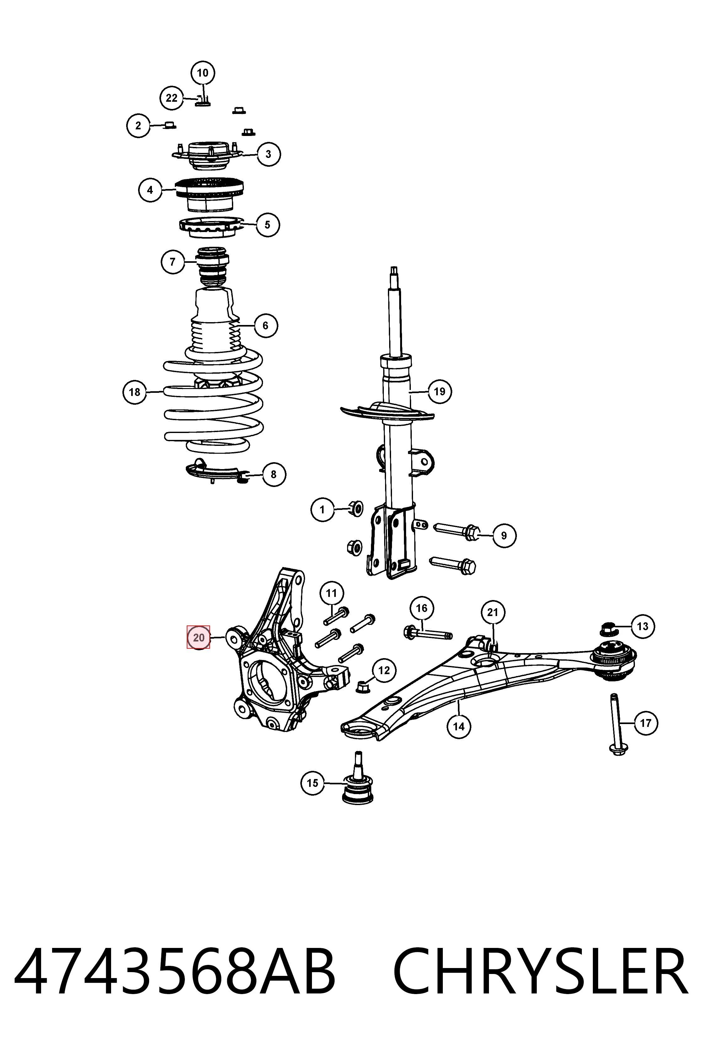 4743568AB Chrysler Цапфа поворотного кулака