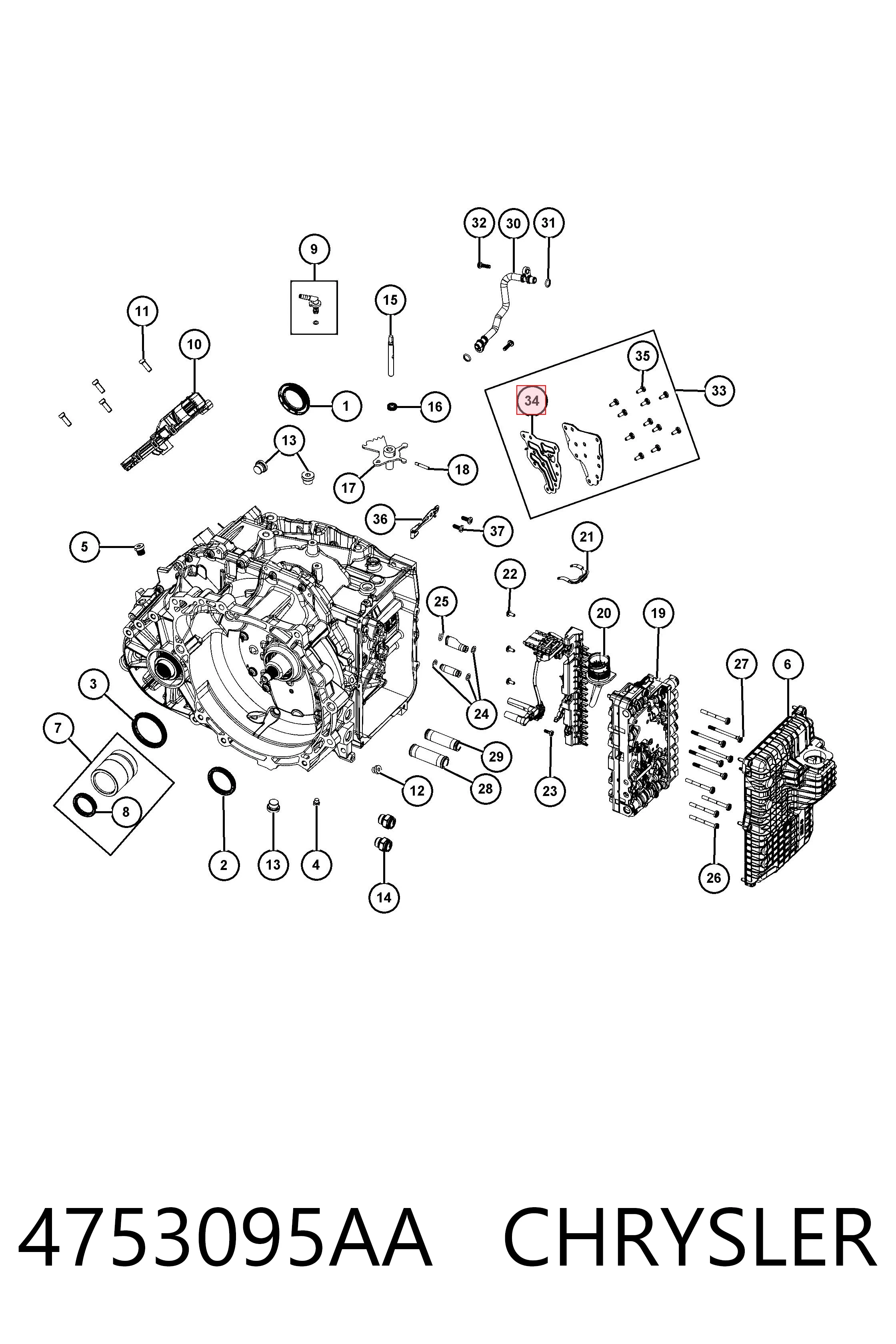 4753095AA Chrysler Прокладка піддону АКПП
