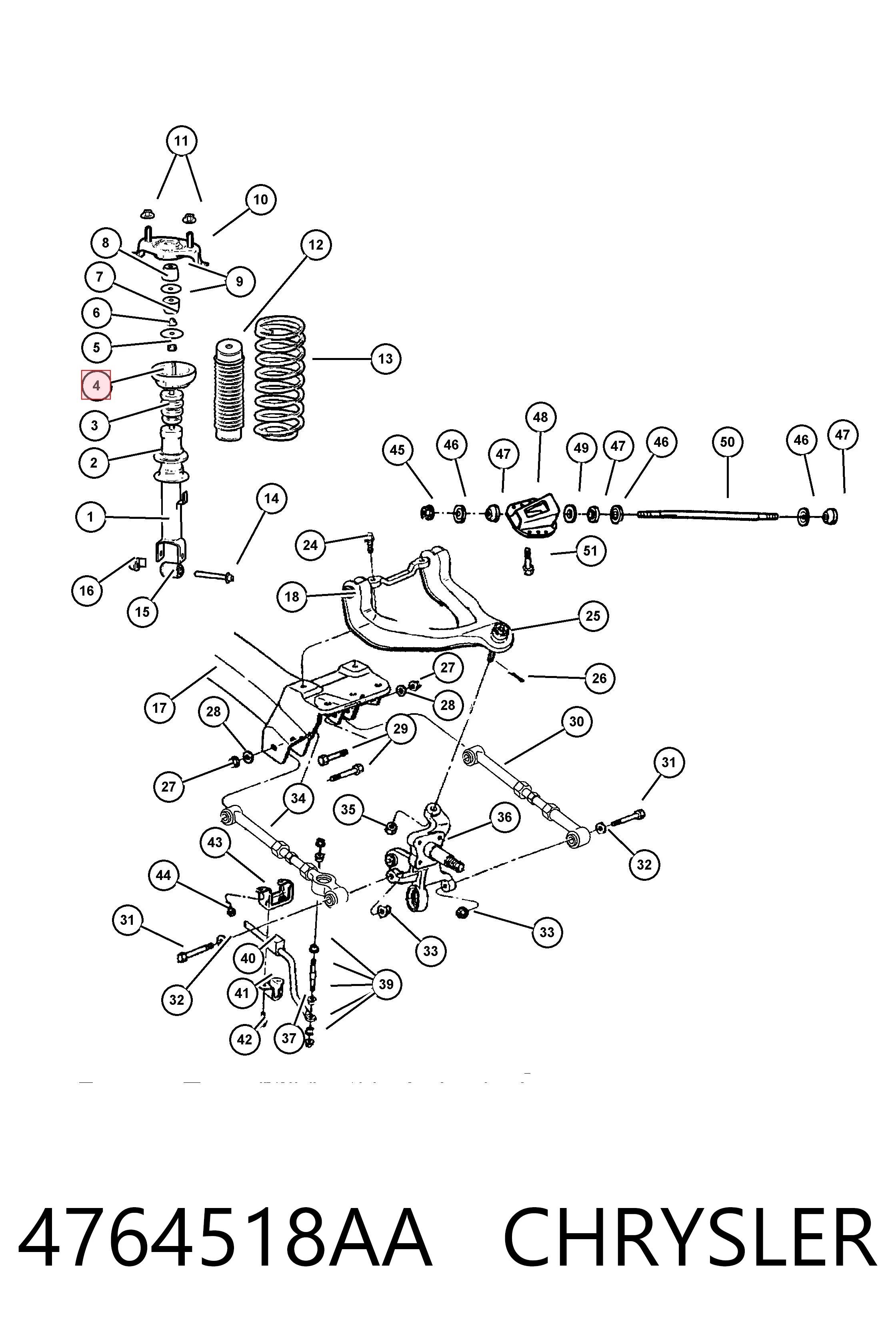 4764518AA Chrysler Проставка (гумове кільце) пружини задньої, верхня