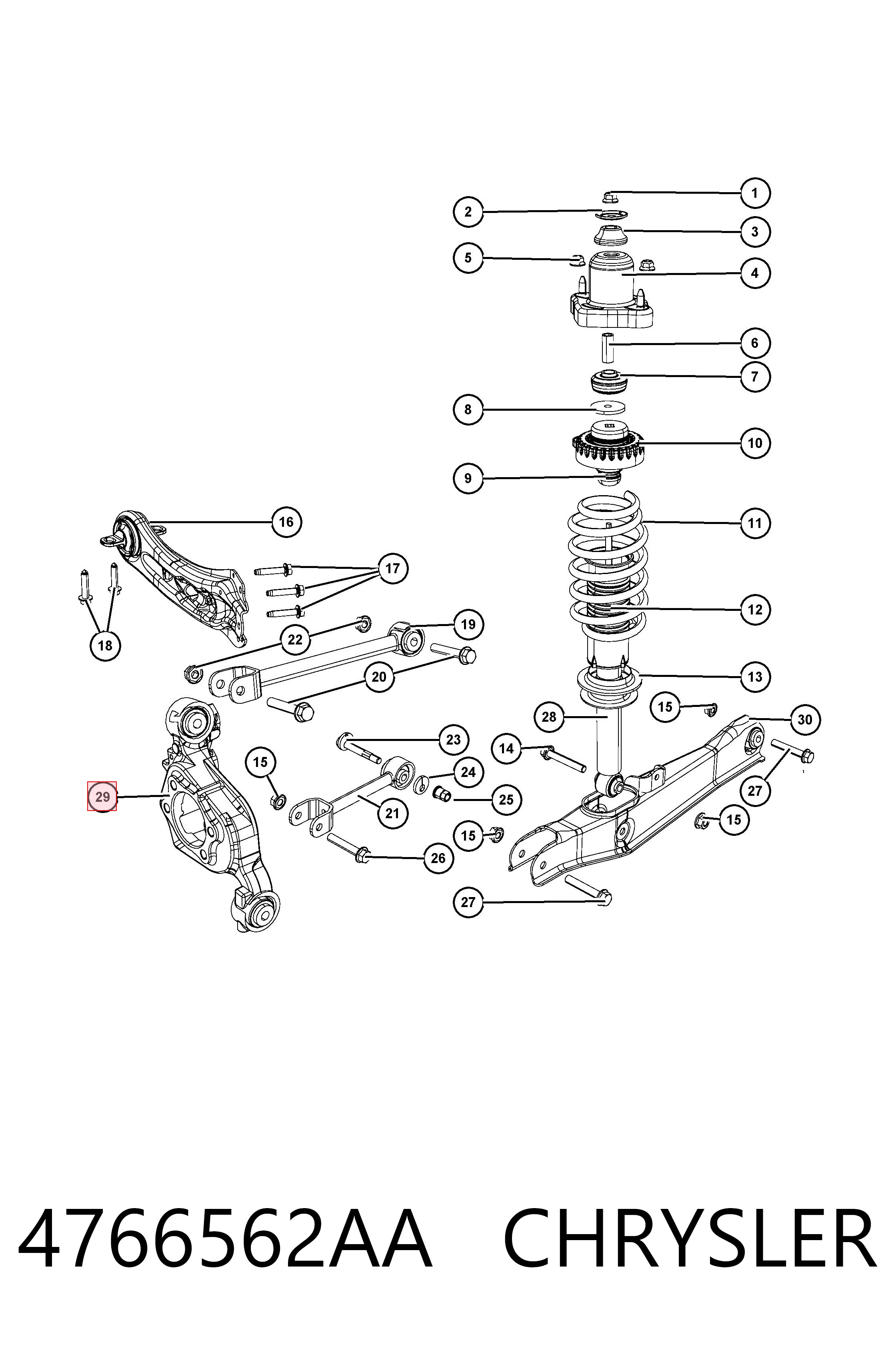 4766562AA Chrysler Цапфа поворотна права