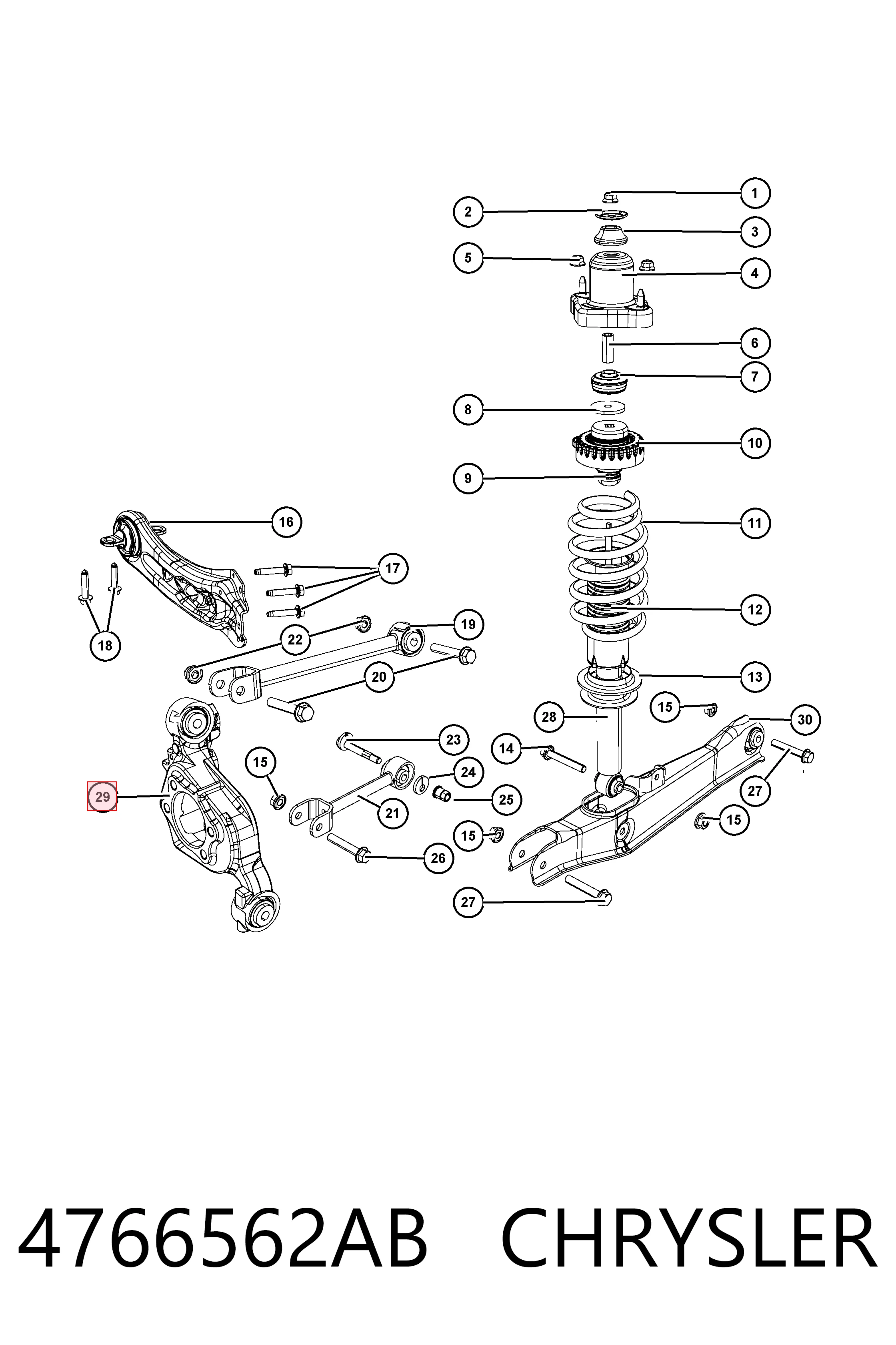 4766562AB Chrysler Цапфа - поворотний кулак заднім виходом,