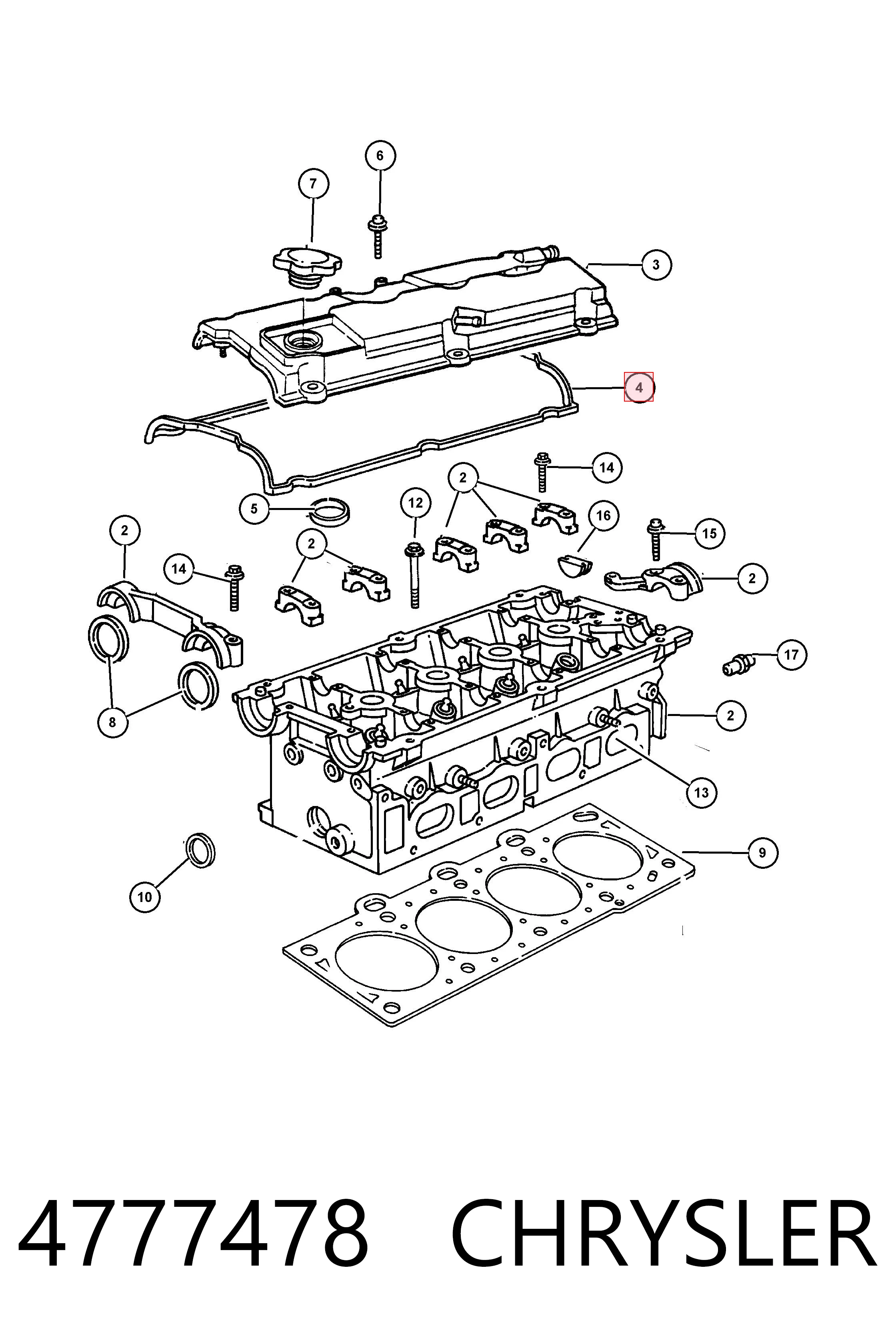 Прокладка клапанної кришки двигуна Fiat/Alfa/Lancia K04777478 ціна, від 34.45 USD
