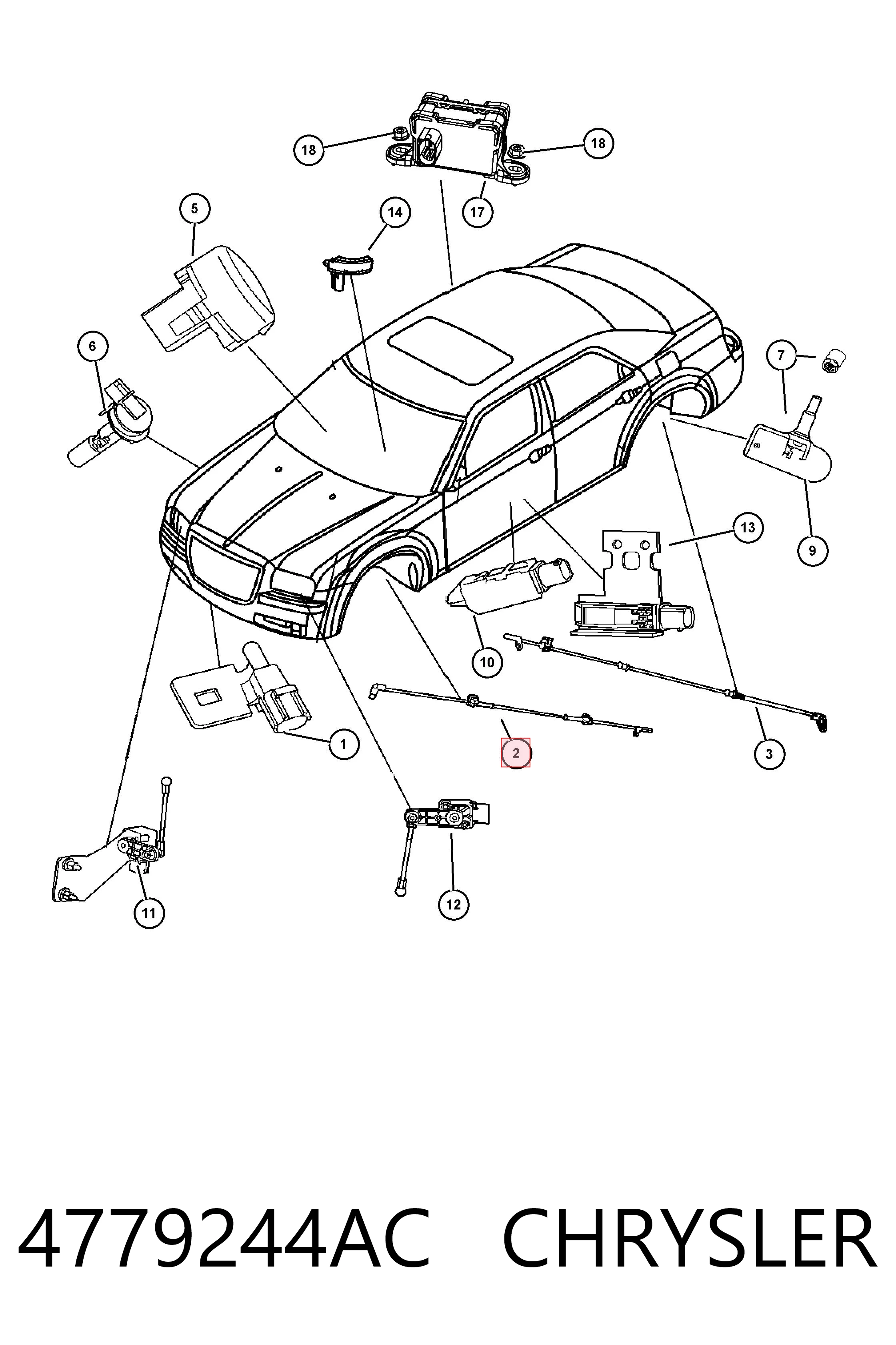 4779244AC Chrysler Провід датчика АБС передній