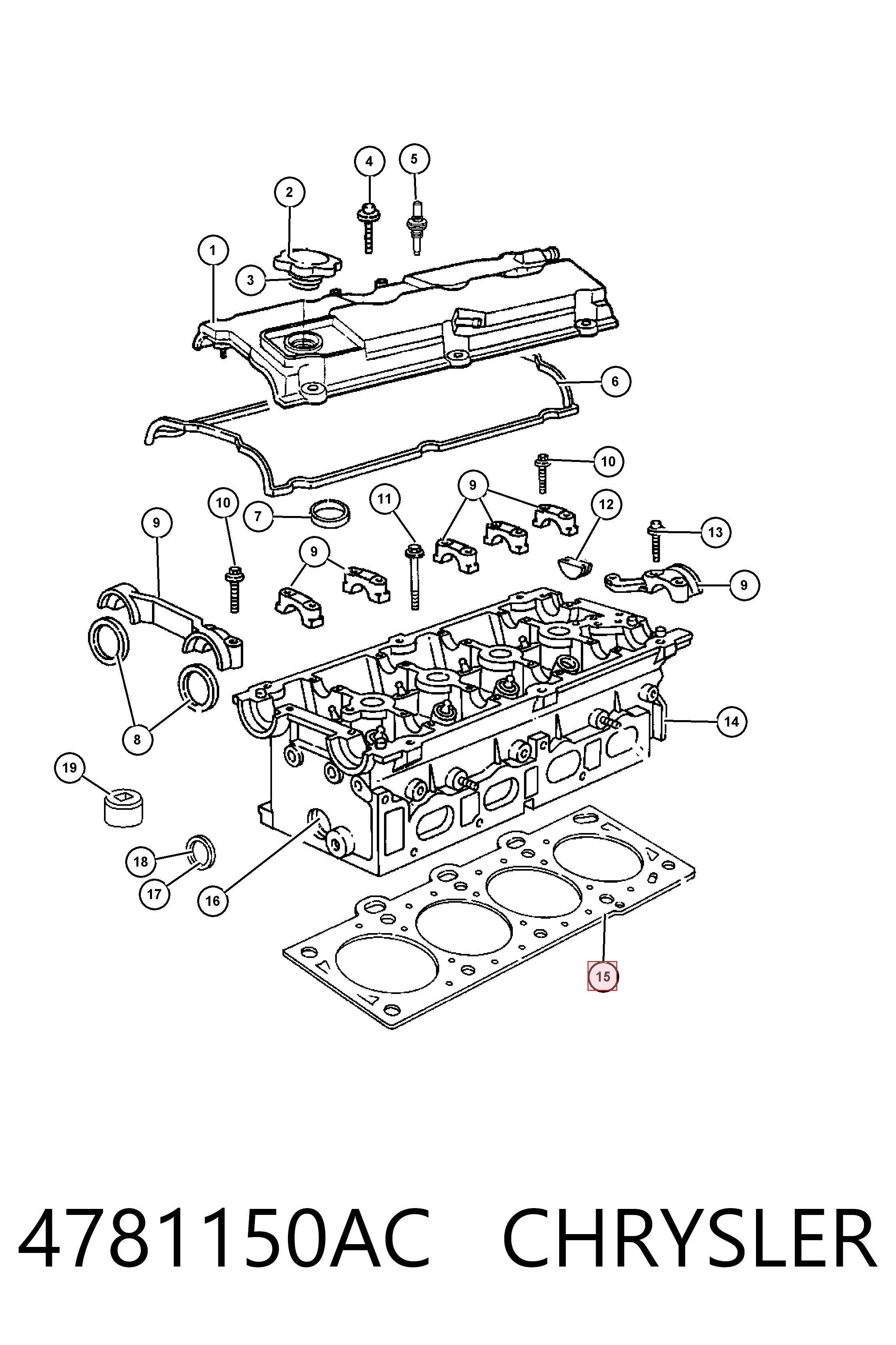 Прокладка ГБЦ Fiat/Alfa/Lancia K04884443AD ціна, від 37.96 USD