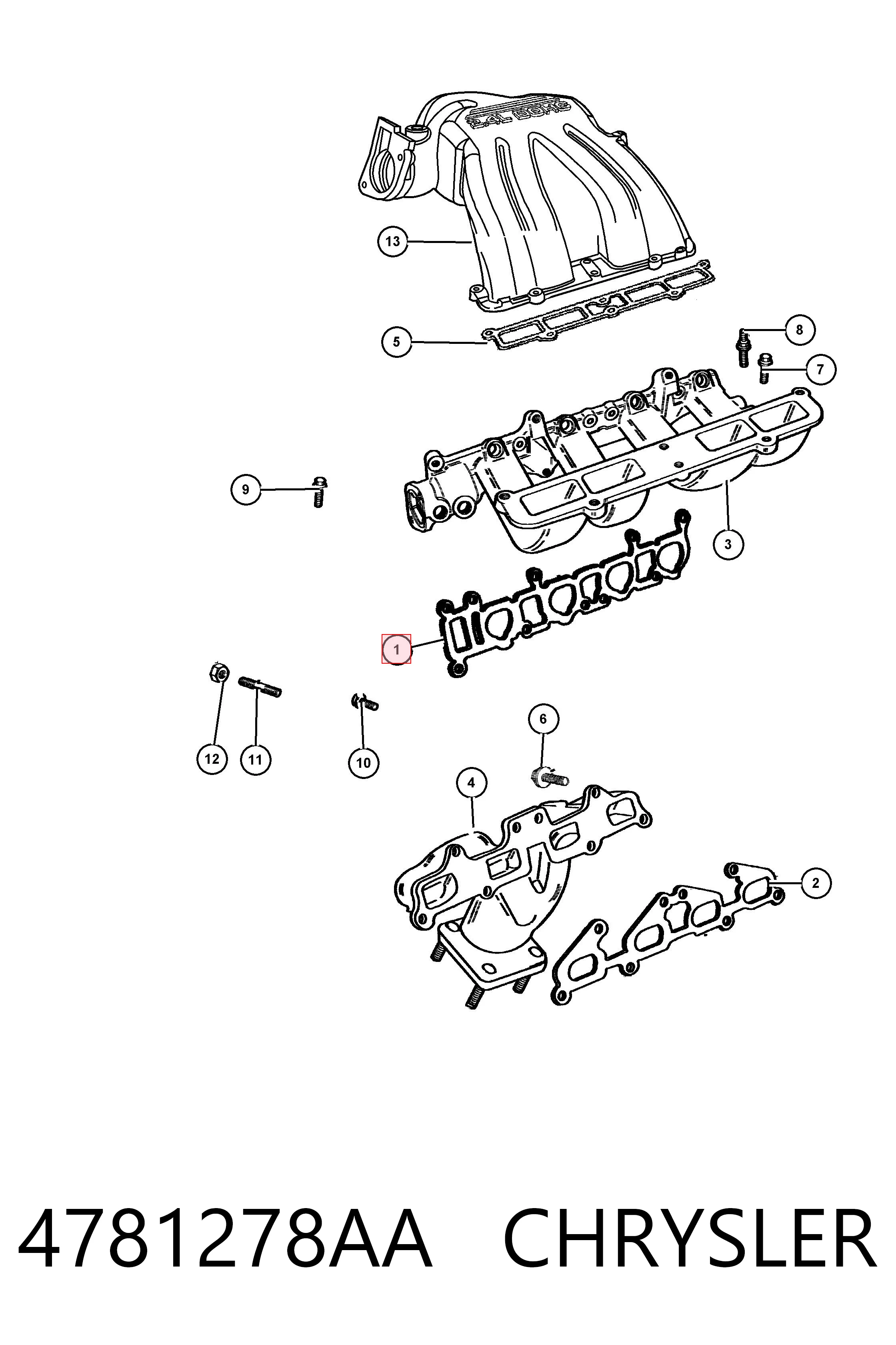 4781278AA Chrysler Прокладка випускного колектора