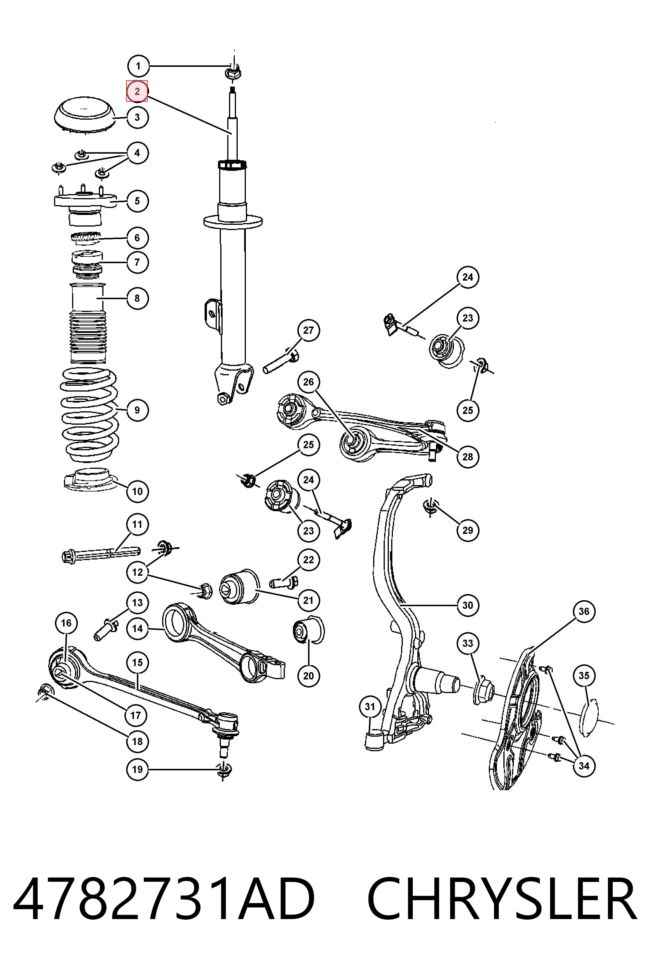 4782731AD Chrysler Ліва передня стійка
