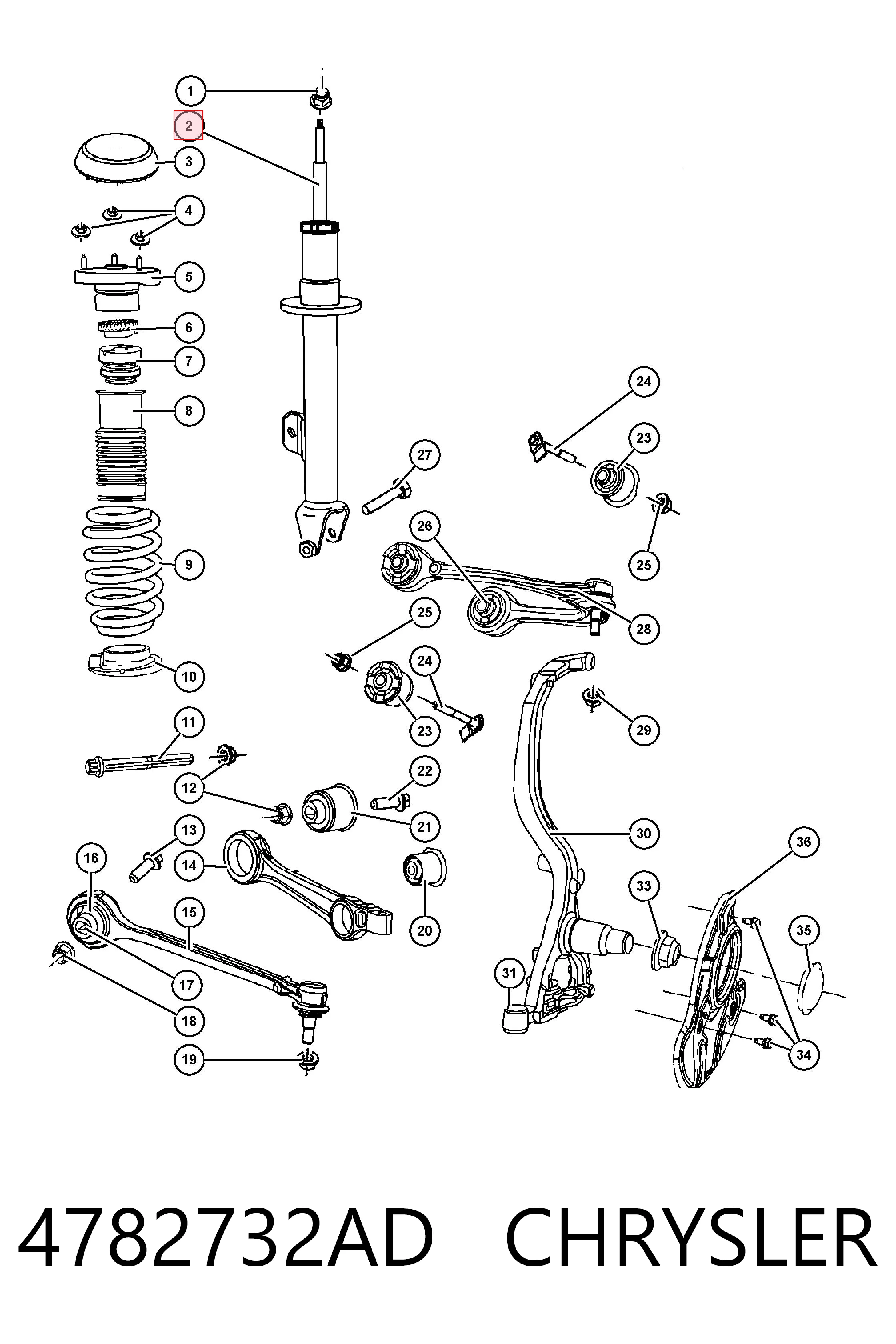 4782732AD Chrysler Амортизатор передньої підвіски